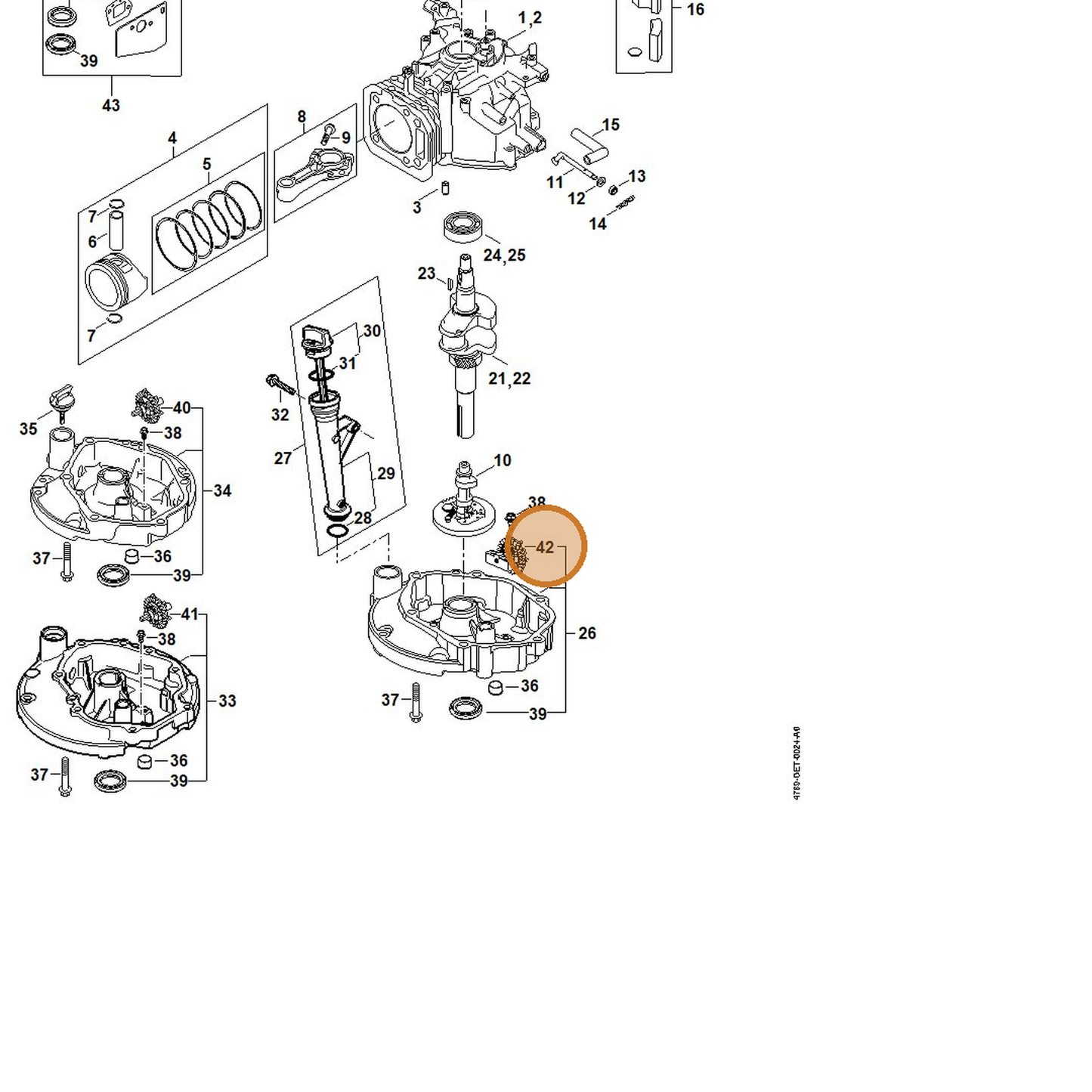 STIHL part 0002-100-1000 — IPL diagram snippet (6x zoom, amber highlight)