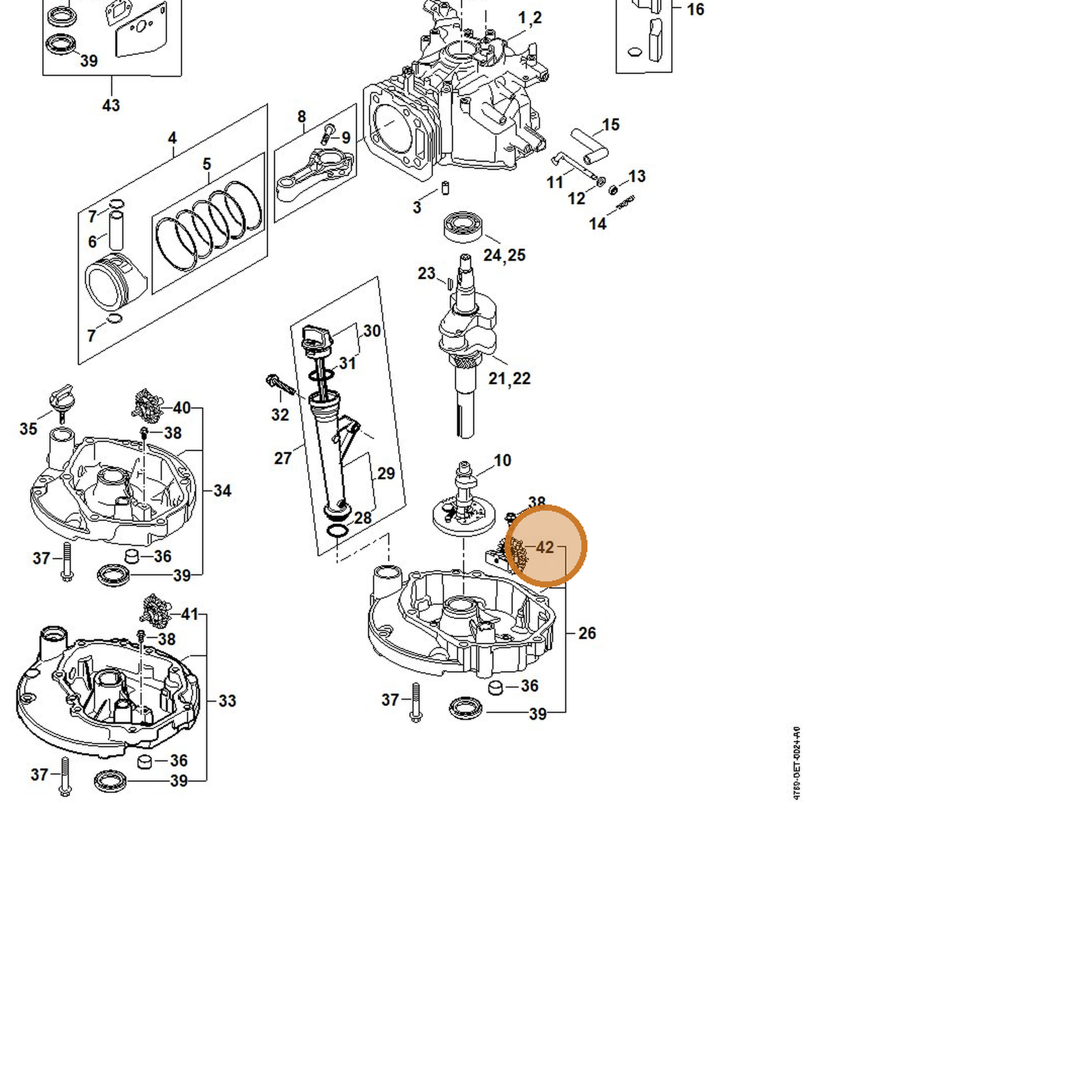 STIHL part 0002-100-1000 — IPL diagram snippet (6x zoom, amber highlight)