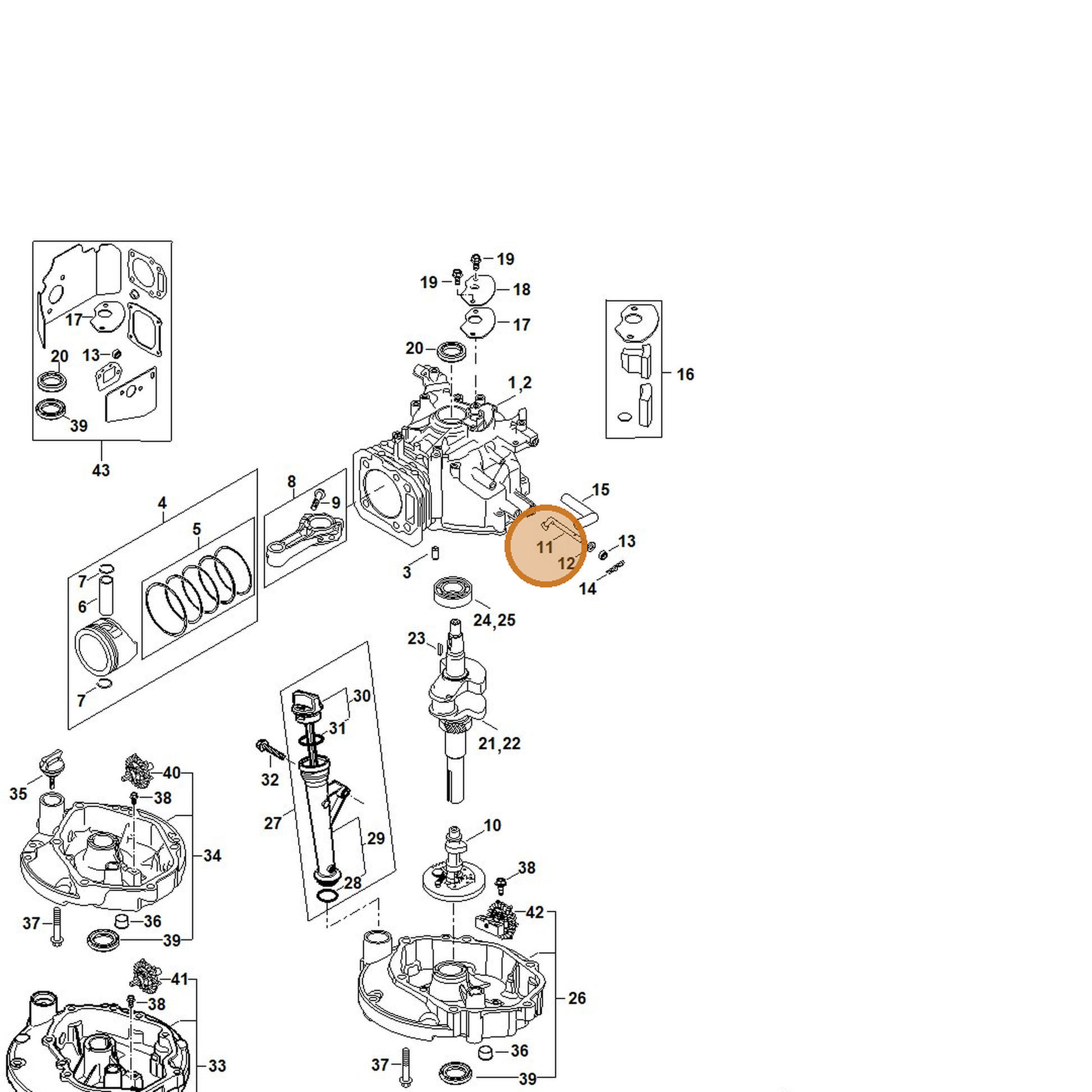STIHL part 0002-104-0505 — IPL diagram snippet (6x zoom, amber highlight)