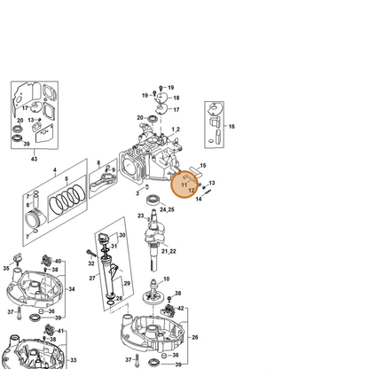 STIHL part 0002-104-0505 — IPL diagram snippet (6x zoom, amber highlight)