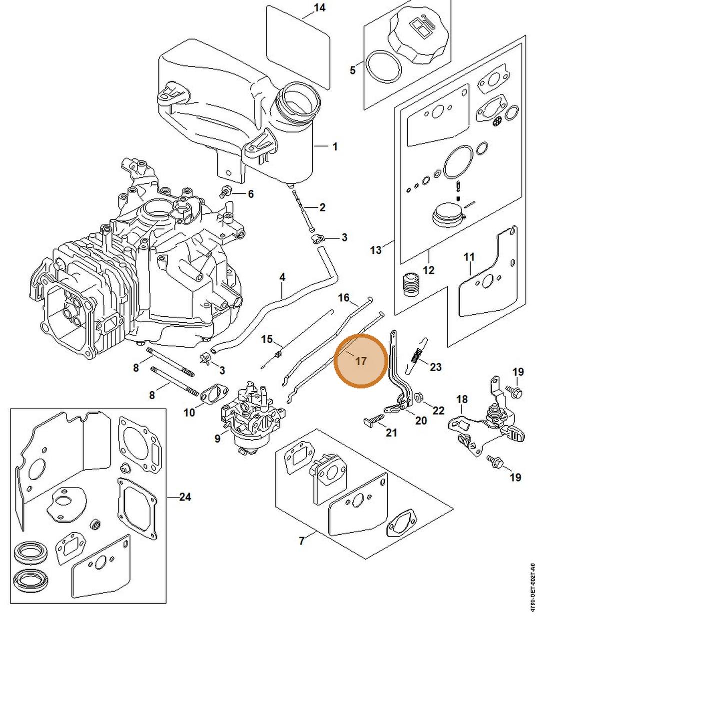 STIHL part 0002-104-0506 — IPL diagram snippet (6x zoom, amber highlight)