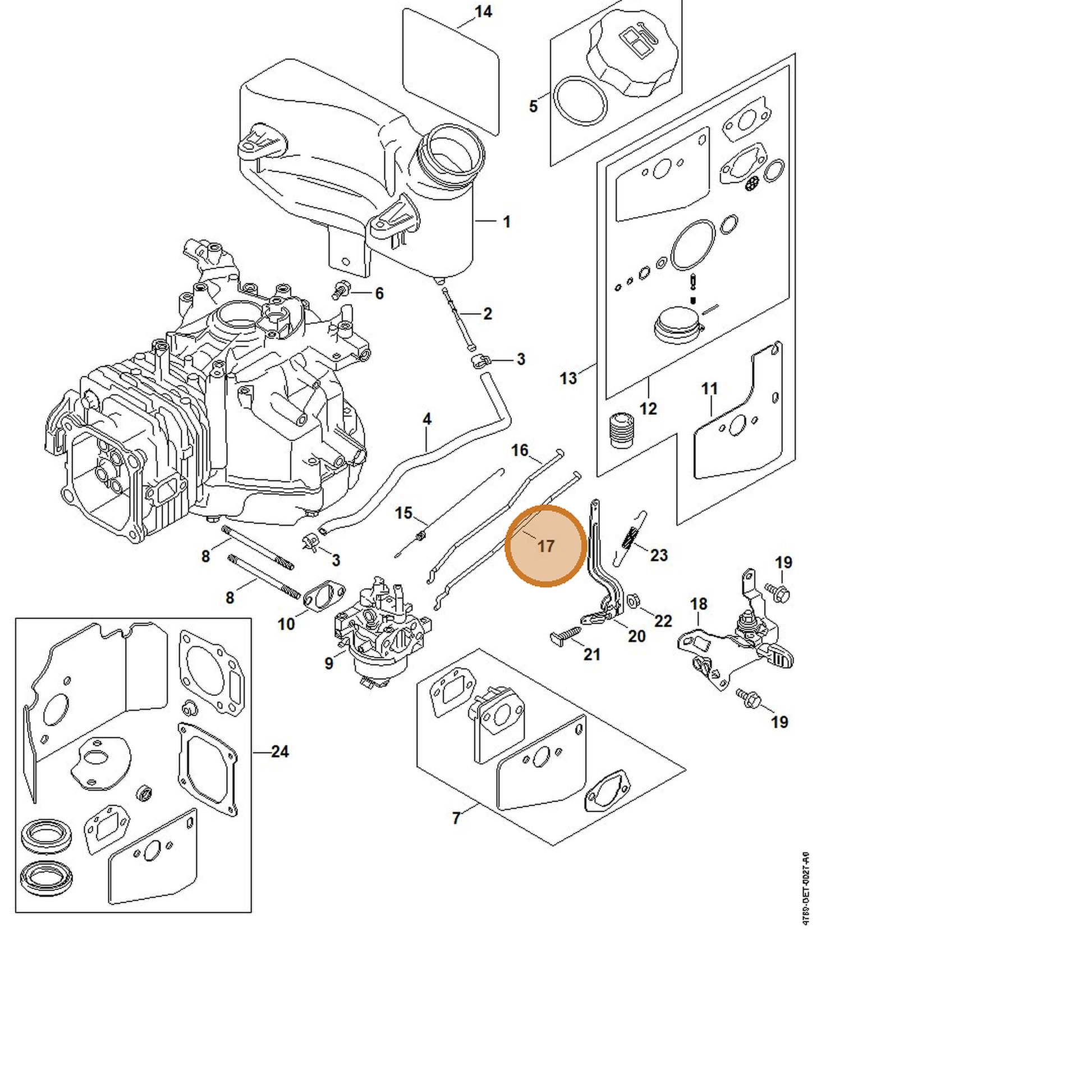 STIHL part 0002-104-0506 — IPL diagram snippet (6x zoom, amber highlight)