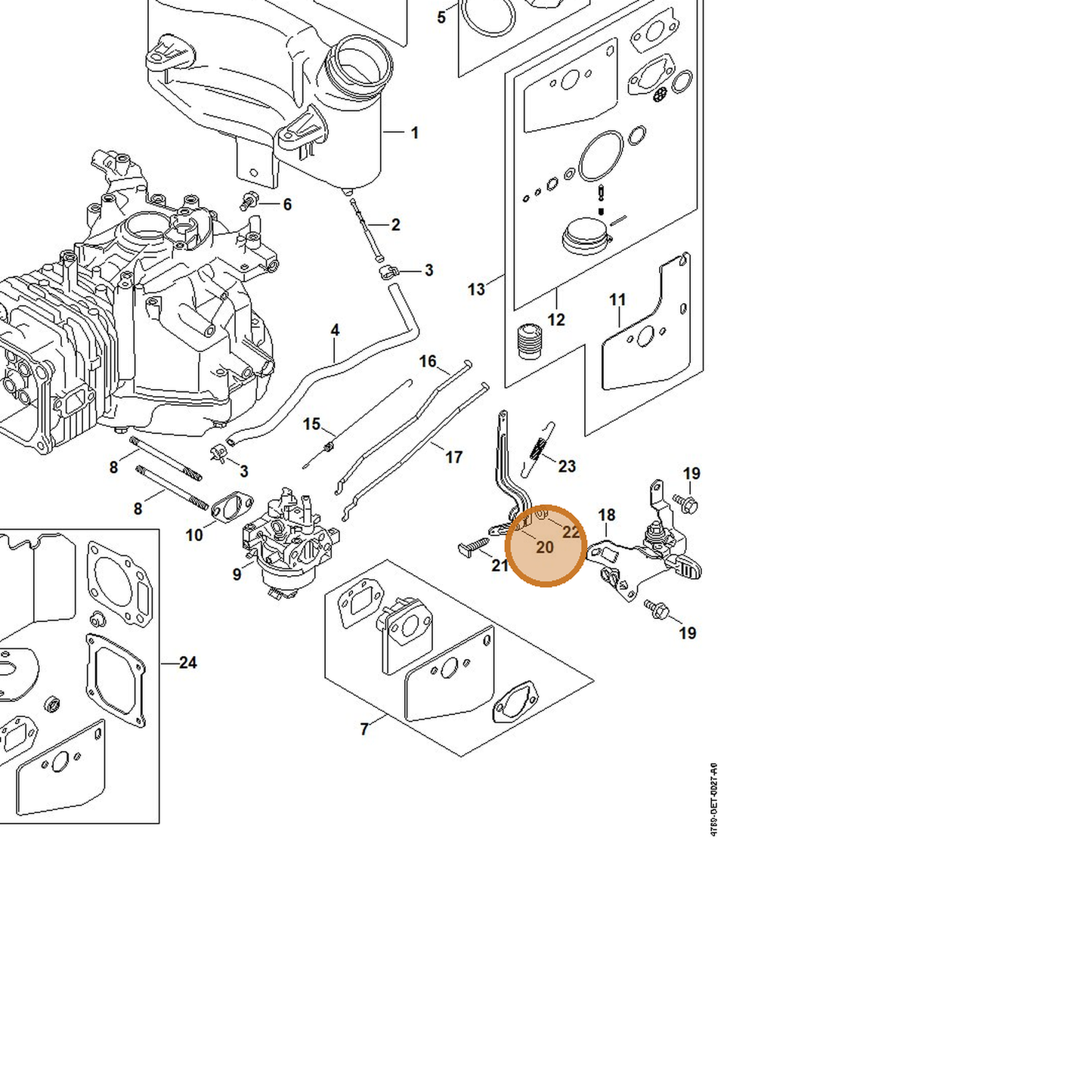 STIHL part 0002-104-0602 — IPL diagram snippet (6x zoom, amber highlight)