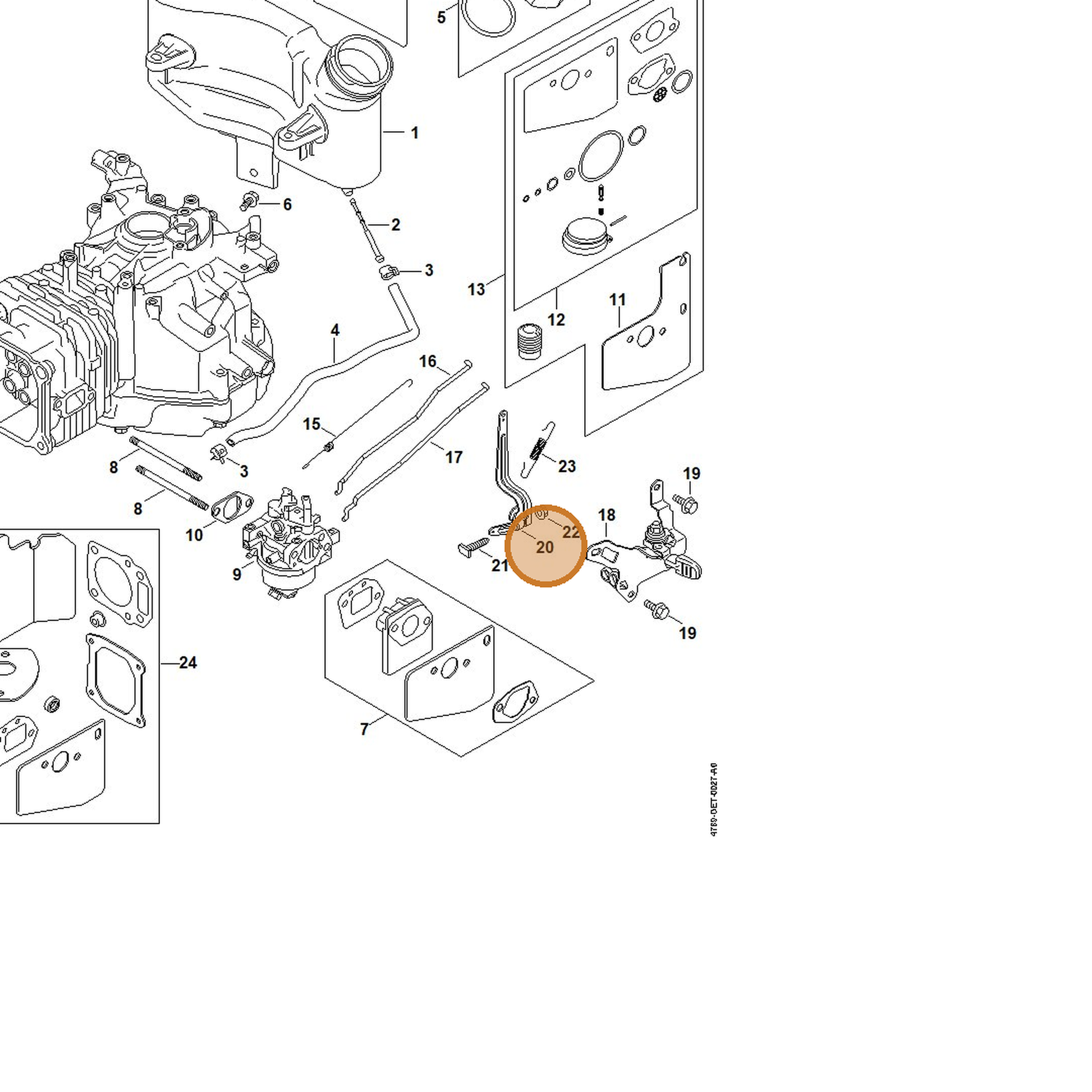 STIHL part 0002-104-0602 — IPL diagram snippet (6x zoom, amber highlight)