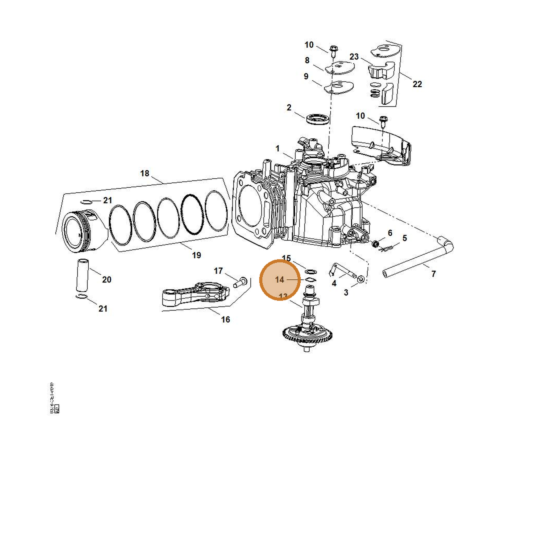 STIHL part 0002-104-2106 — IPL diagram snippet (6x zoom, amber highlight)