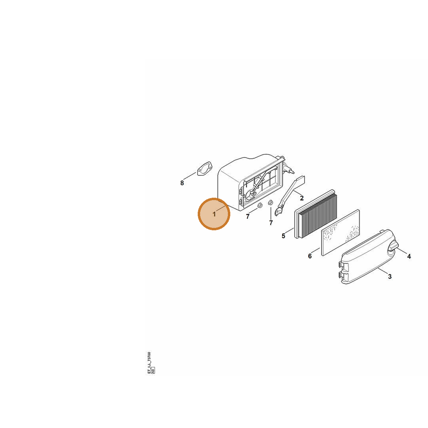 STIHL part 0002-120-2700 — IPL diagram snippet (6x zoom, amber highlight)