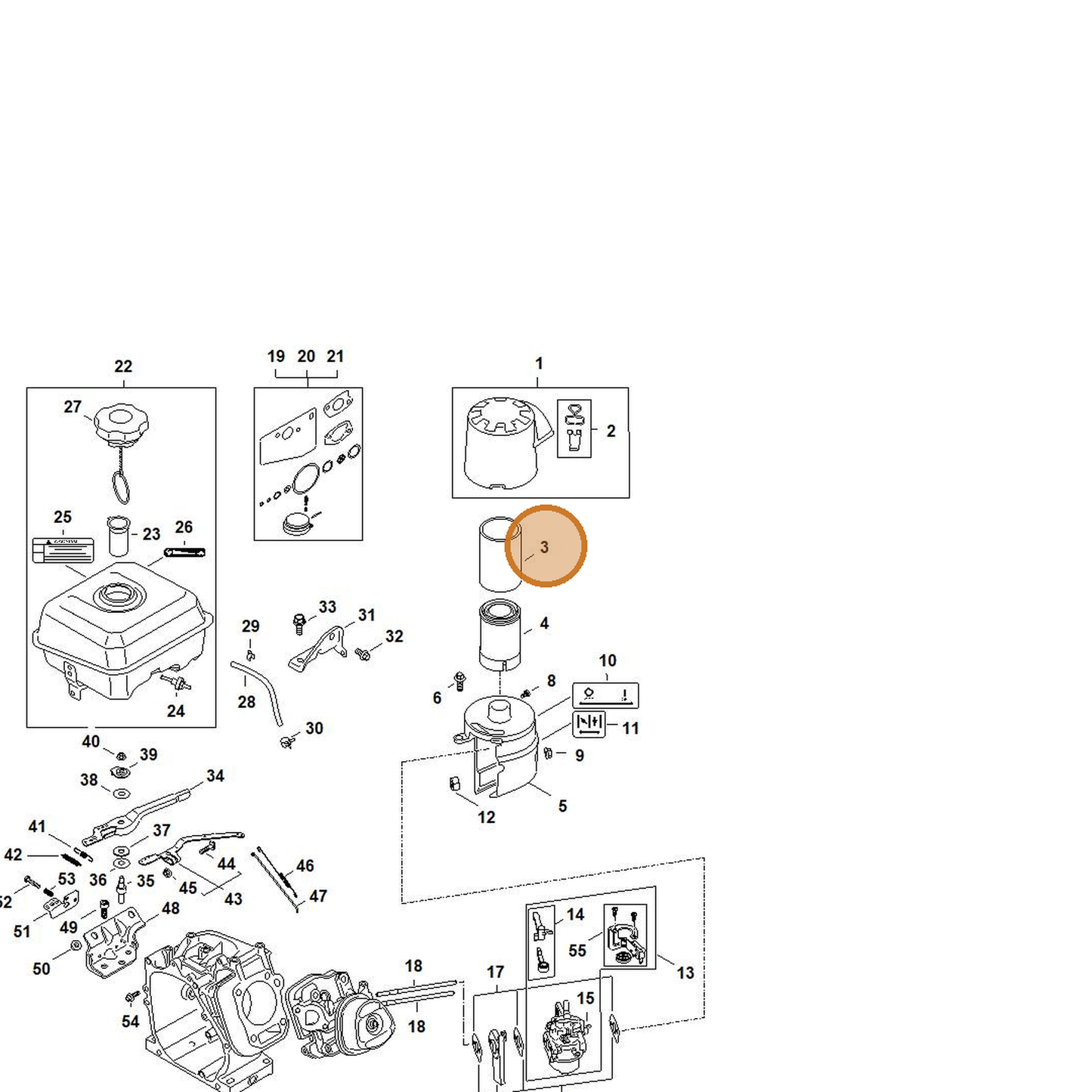 STIHL part 0002-124-1501 — IPL diagram snippet (6x zoom, amber highlight)