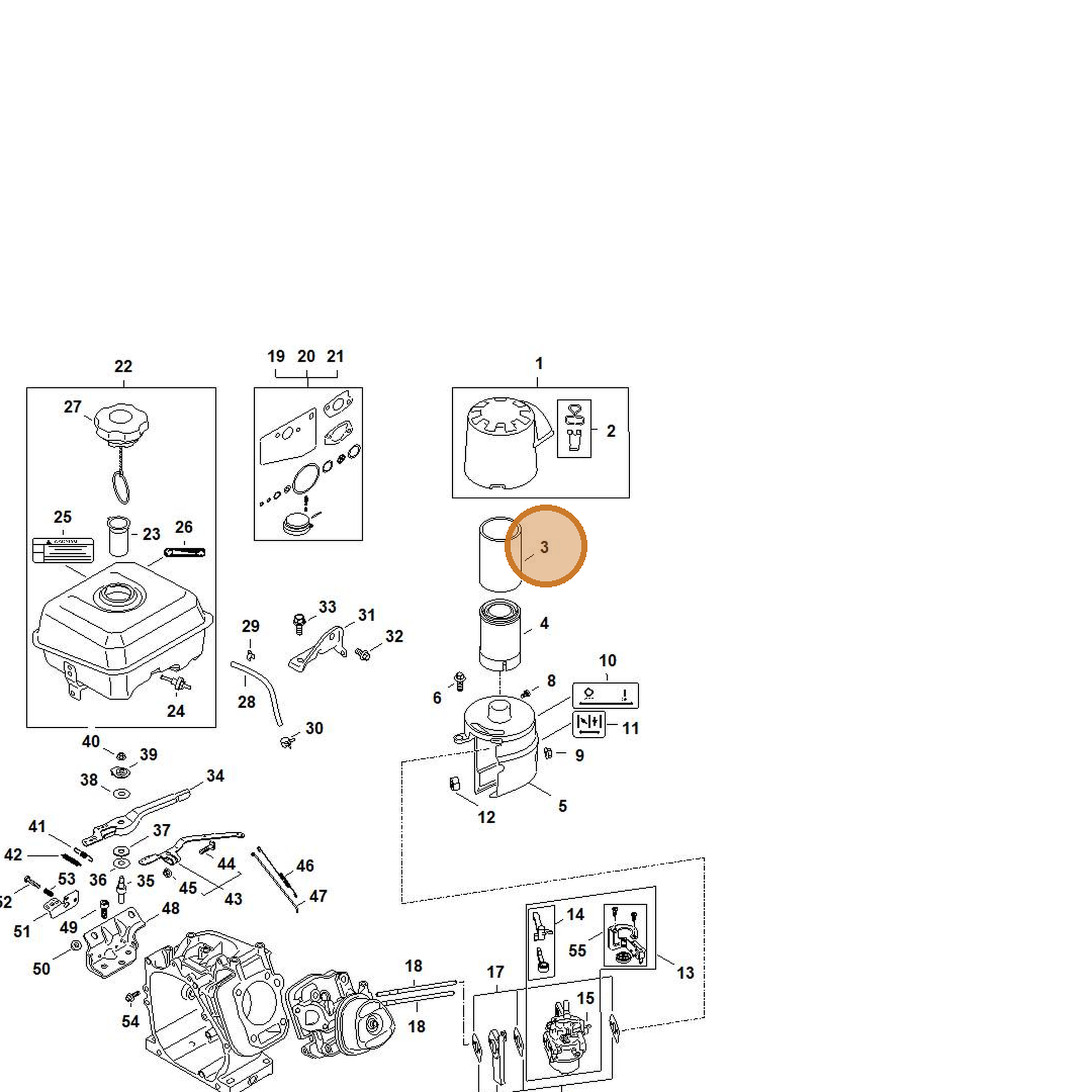 STIHL part 0002-124-1501 — IPL diagram snippet (6x zoom, amber highlight)