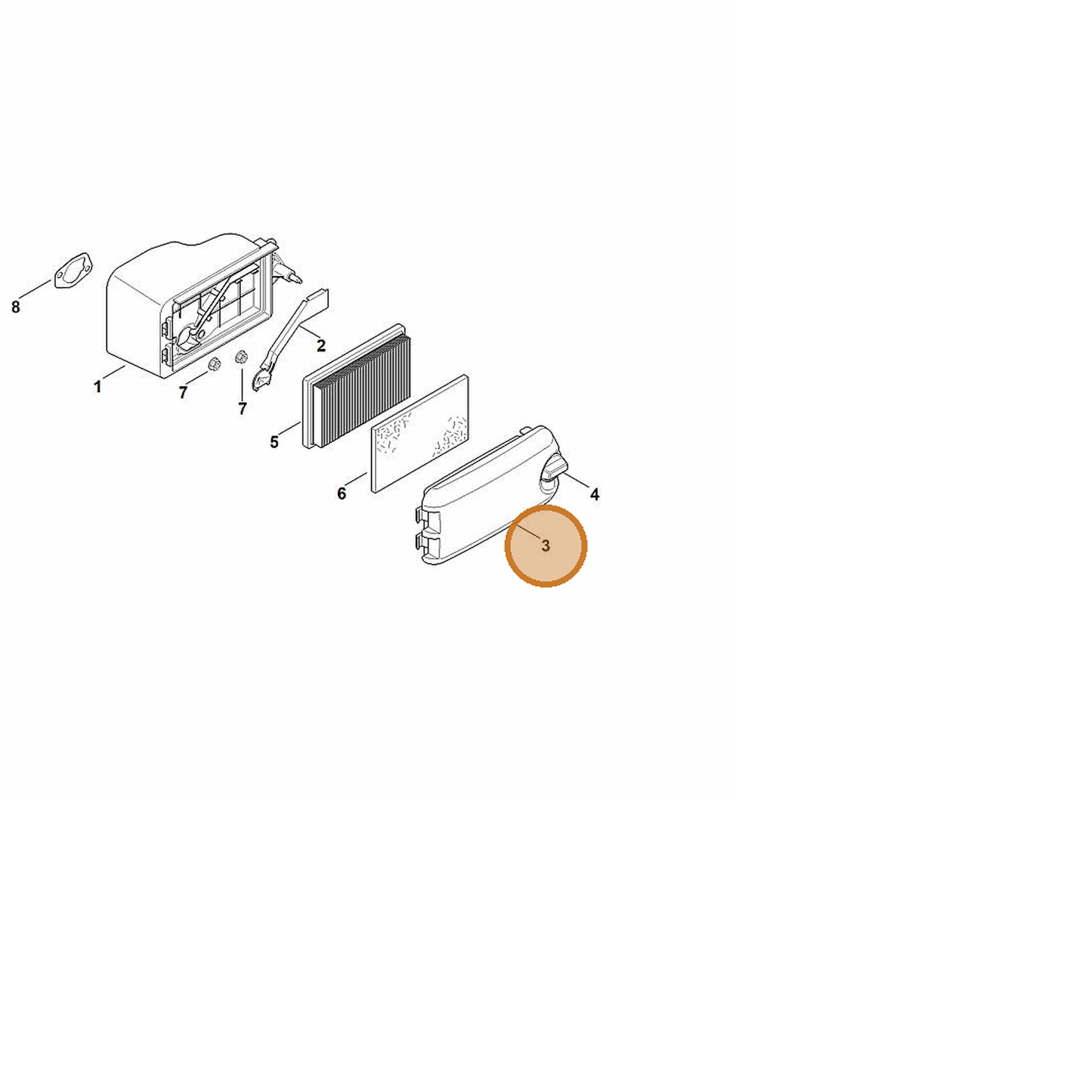 STIHL part 0002-140-1001 — IPL diagram snippet (6x zoom, amber highlight)
