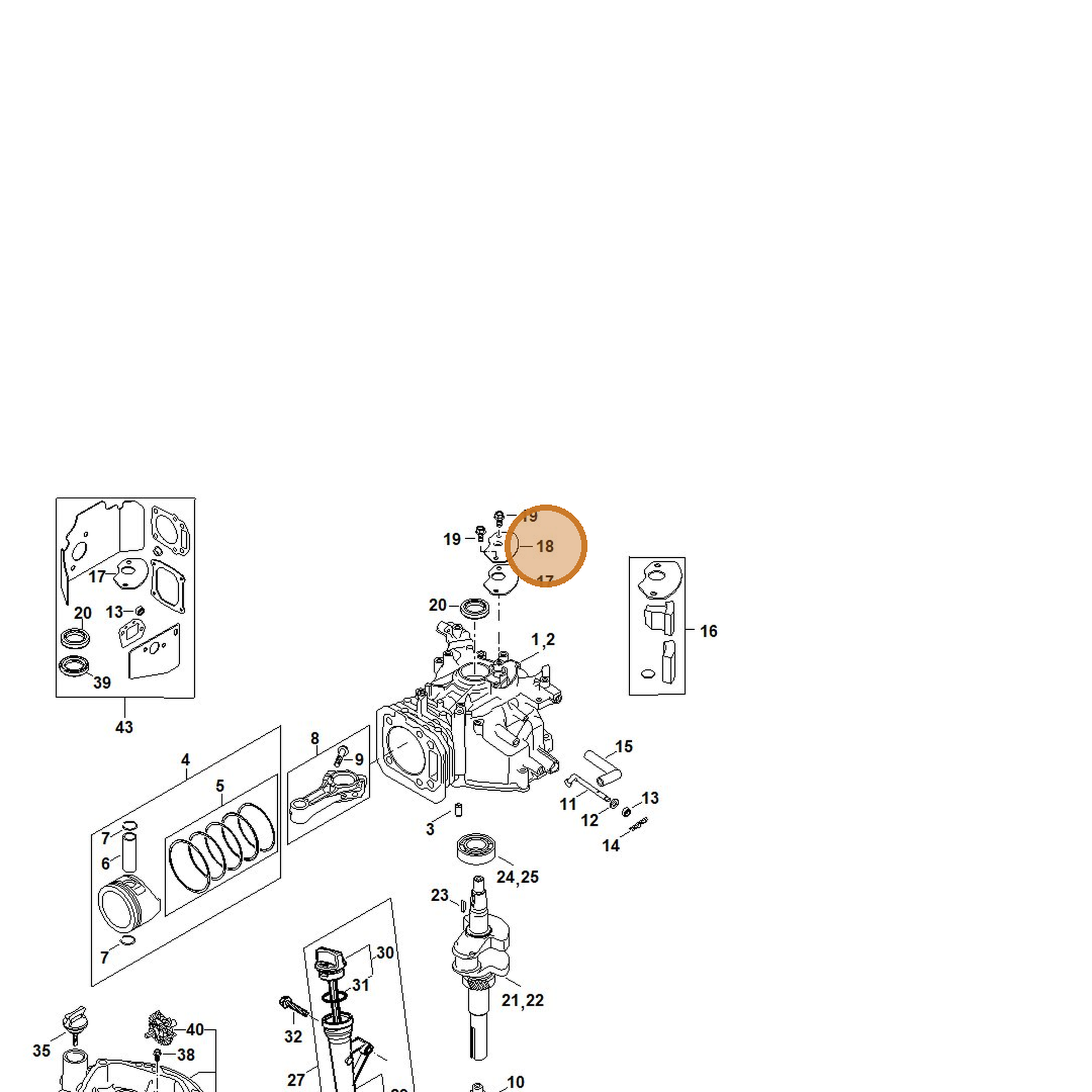 STIHL part 0002-182-8600 — IPL diagram snippet (6x zoom, amber highlight)