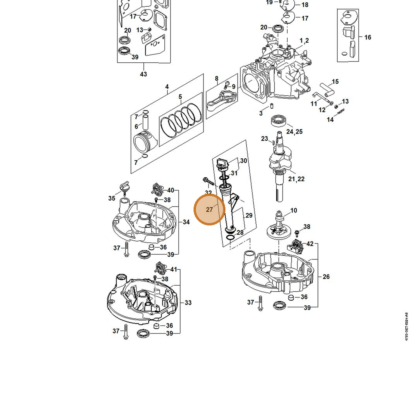 STIHL part 0002-350-1700 — IPL diagram snippet (6x zoom, amber highlight)