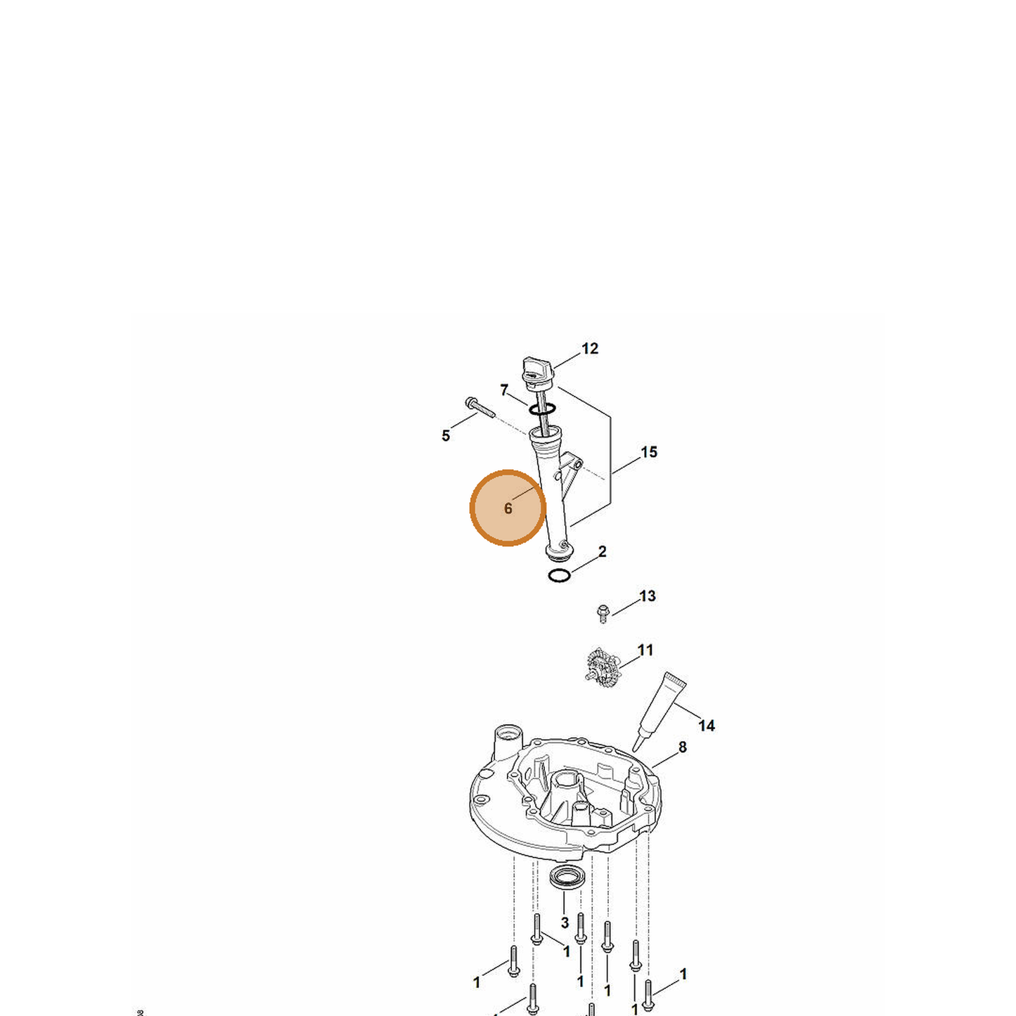 STIHL part 0002-350-1701 — IPL diagram snippet (6x zoom, amber highlight)