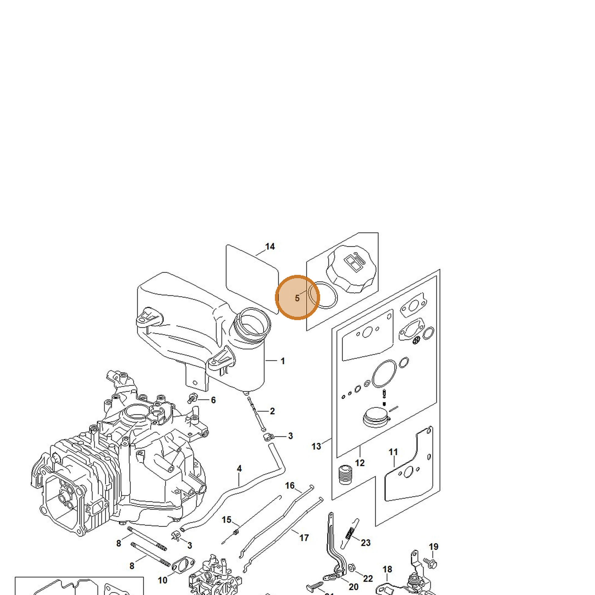 STIHL part 0002-353-0504 — IPL diagram snippet (6x zoom, amber highlight)
