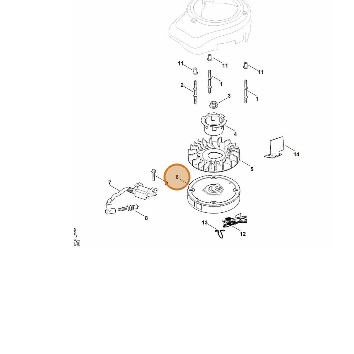 STIHL part 0002-400-1203 — IPL diagram snippet (6x zoom, amber highlight)