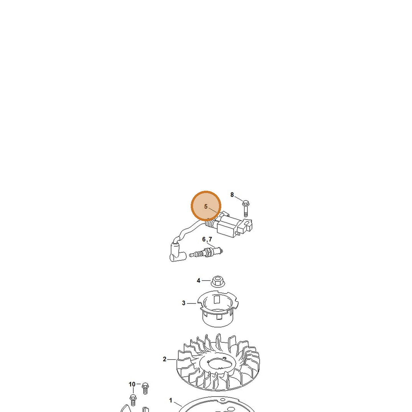 STIHL part 0002-400-1300 — IPL diagram snippet (6x zoom, amber highlight)