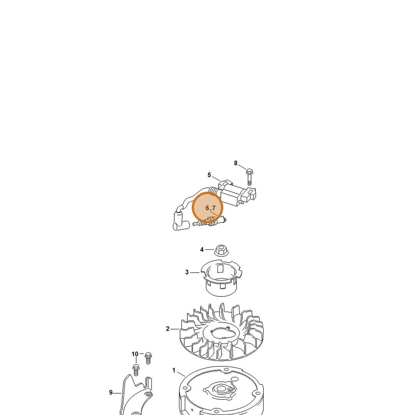 STIHL part 0002-400-7003 — IPL diagram snippet (6x zoom, amber highlight)