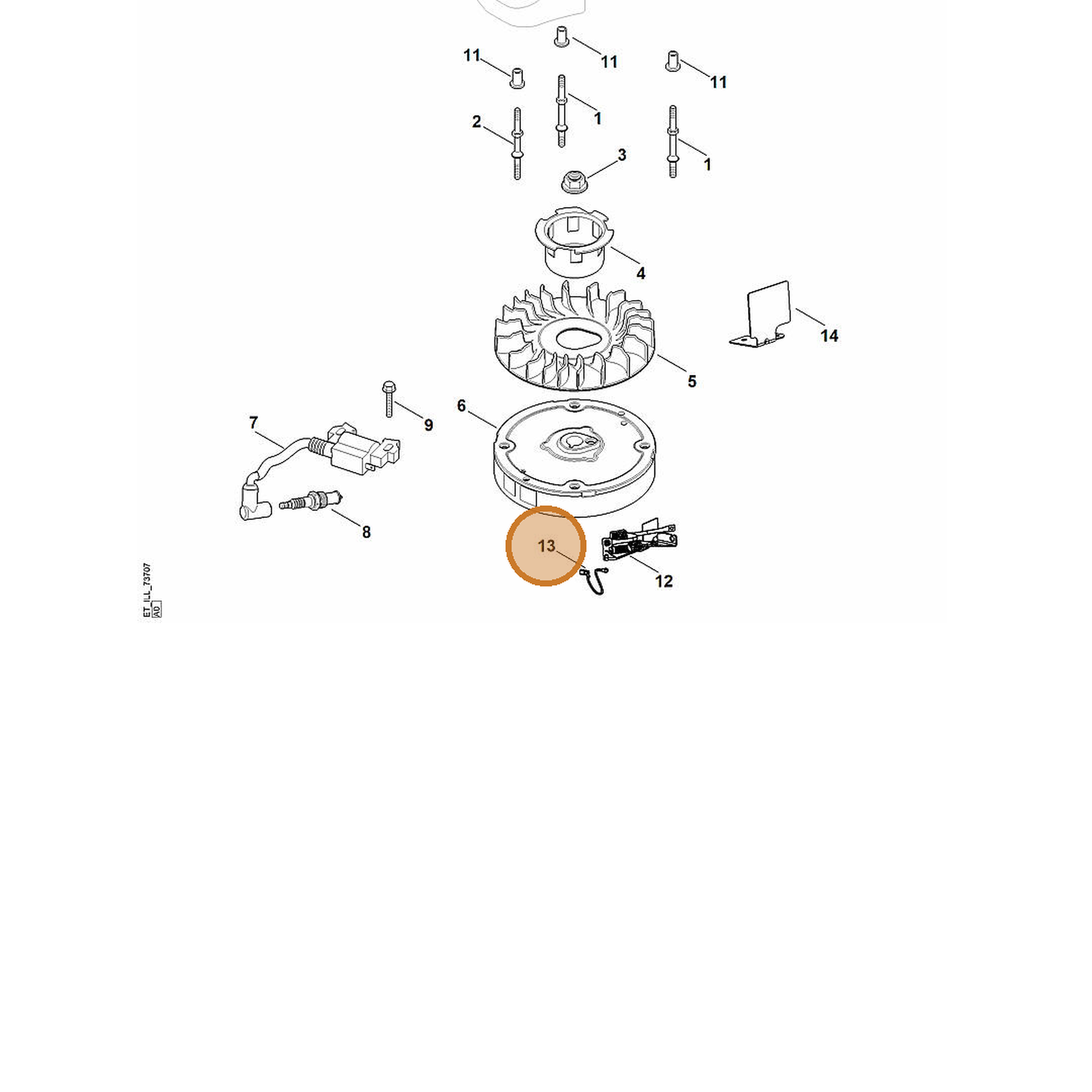 STIHL part 0002-440-1101 — IPL diagram snippet (6x zoom, amber highlight)
