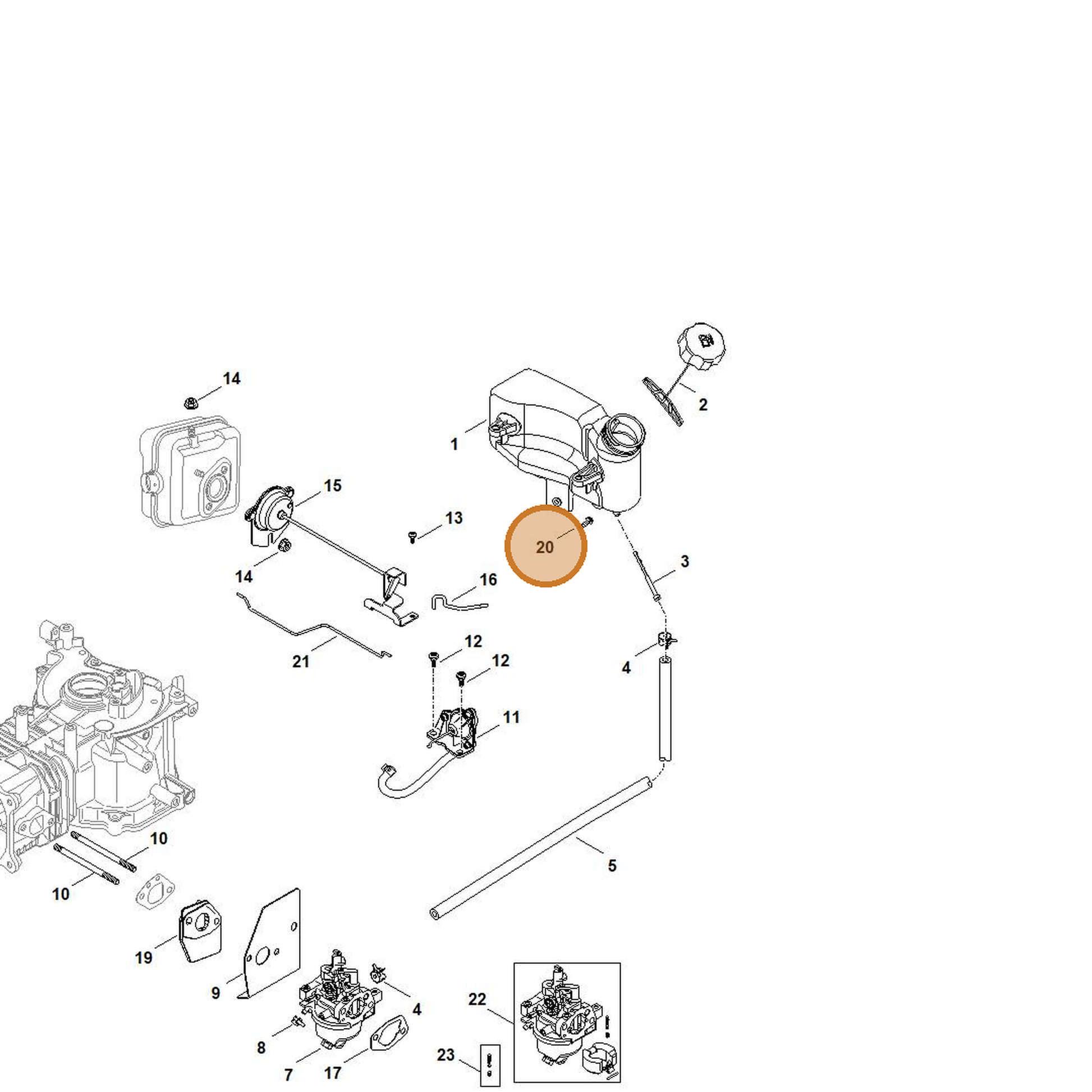 STIHL part 0002-951-9712 — IPL diagram snippet (6x zoom, amber highlight)