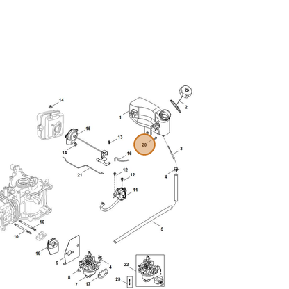 STIHL part 0002-951-9712 — IPL diagram snippet (6x zoom, amber highlight)