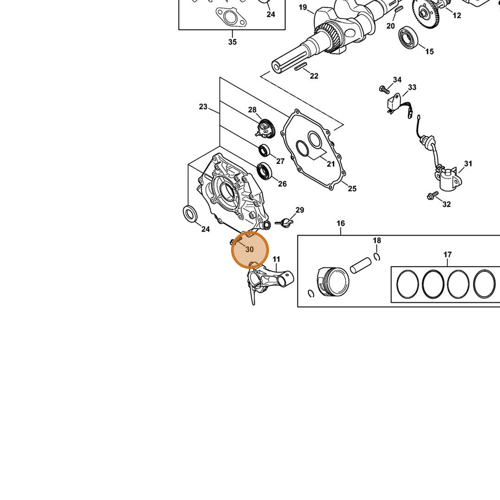 STIHL part 0002-951-9714 — IPL diagram snippet (6x zoom, amber highlight)