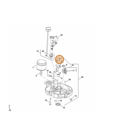 STIHL part 0002-951-9715 — IPL diagram snippet (6x zoom, amber highlight)