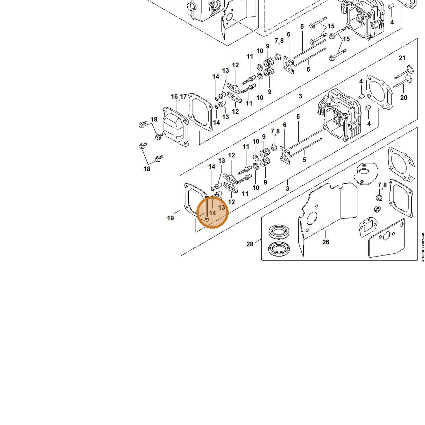 STIHL part 0002-955-0901 — IPL diagram snippet (6x zoom, amber highlight)