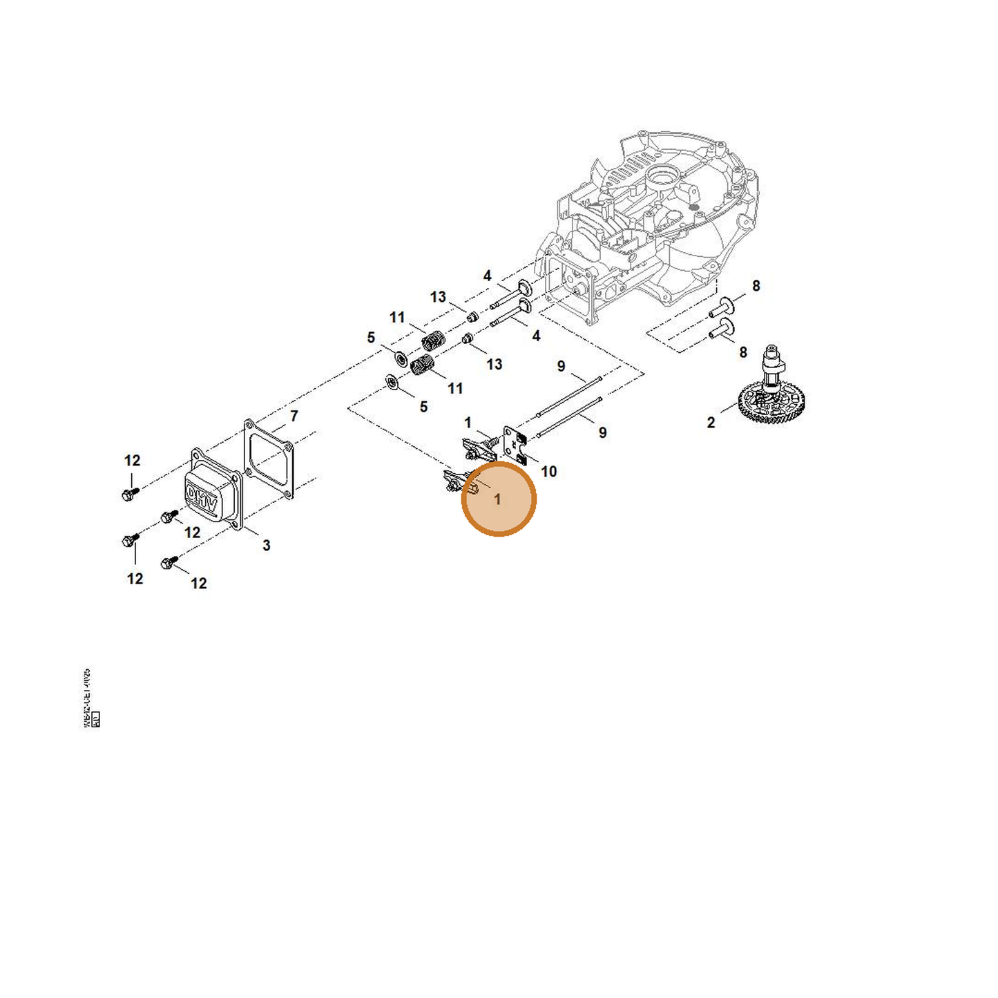 STIHL part 0004-007-1001 — IPL diagram snippet (6x zoom, amber highlight)