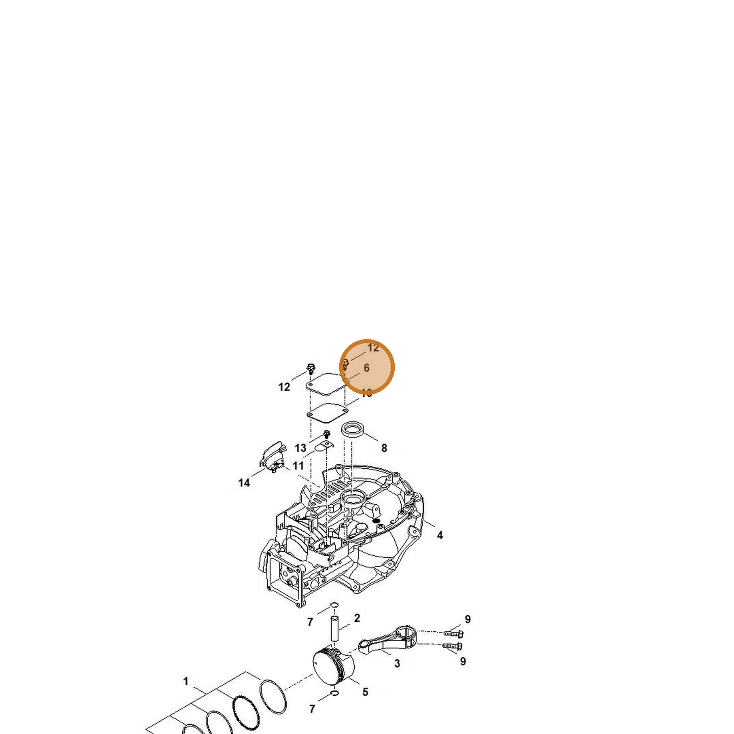 STIHL part 0004-021-1005 — IPL diagram snippet (6x zoom, amber highlight)