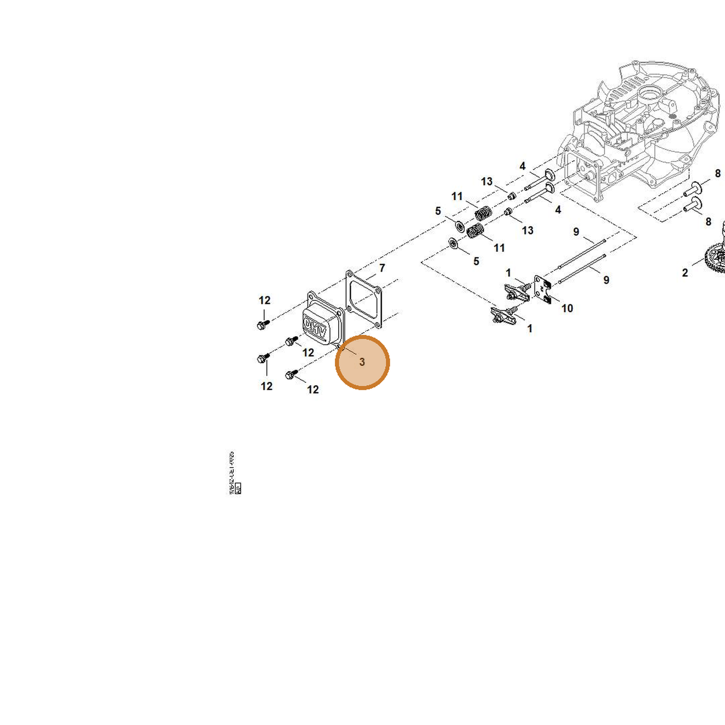 STIHL part 0004-025-1100 — IPL diagram snippet (6x zoom, amber highlight)