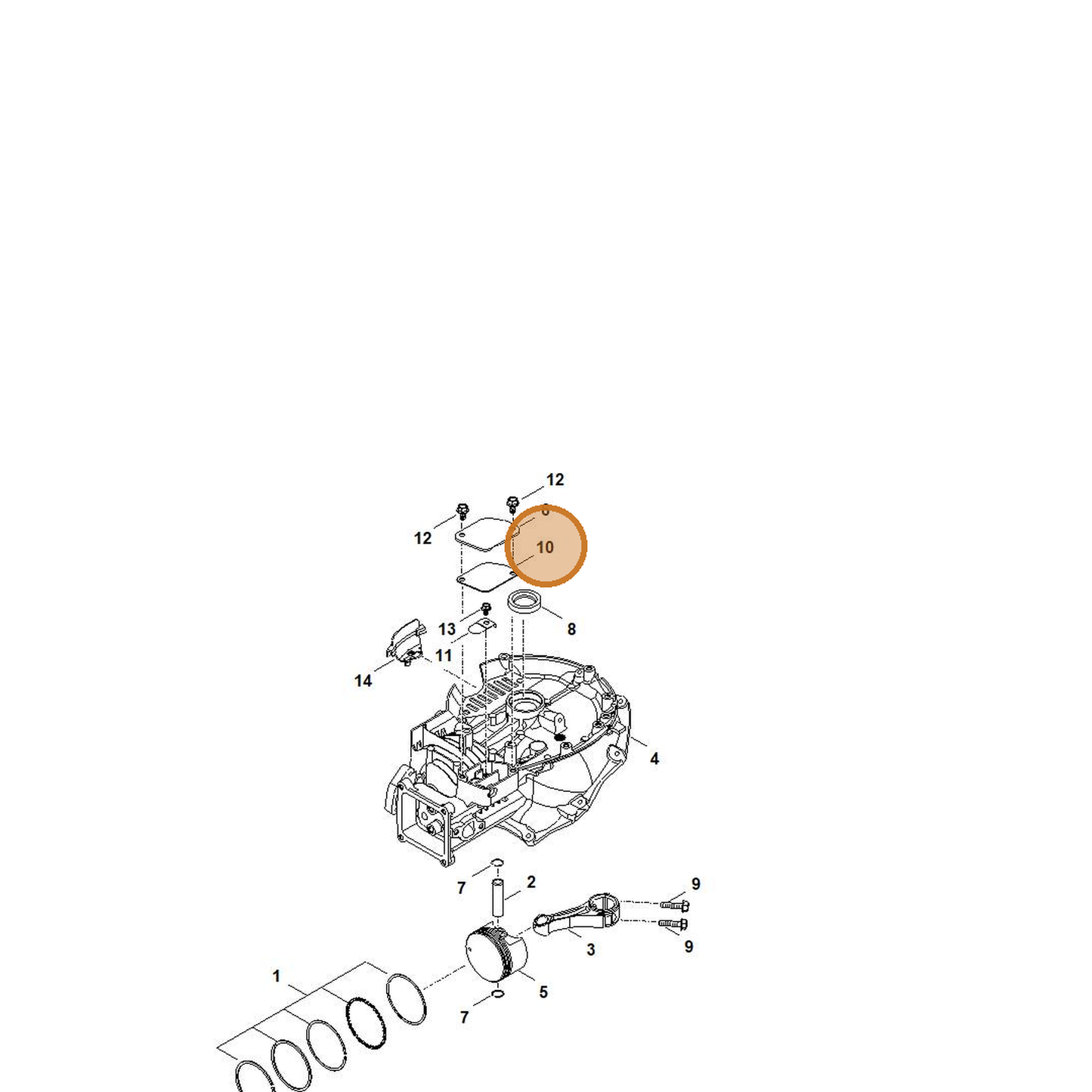 STIHL part 0004-029-0525 — IPL diagram snippet (6x zoom, amber highlight)