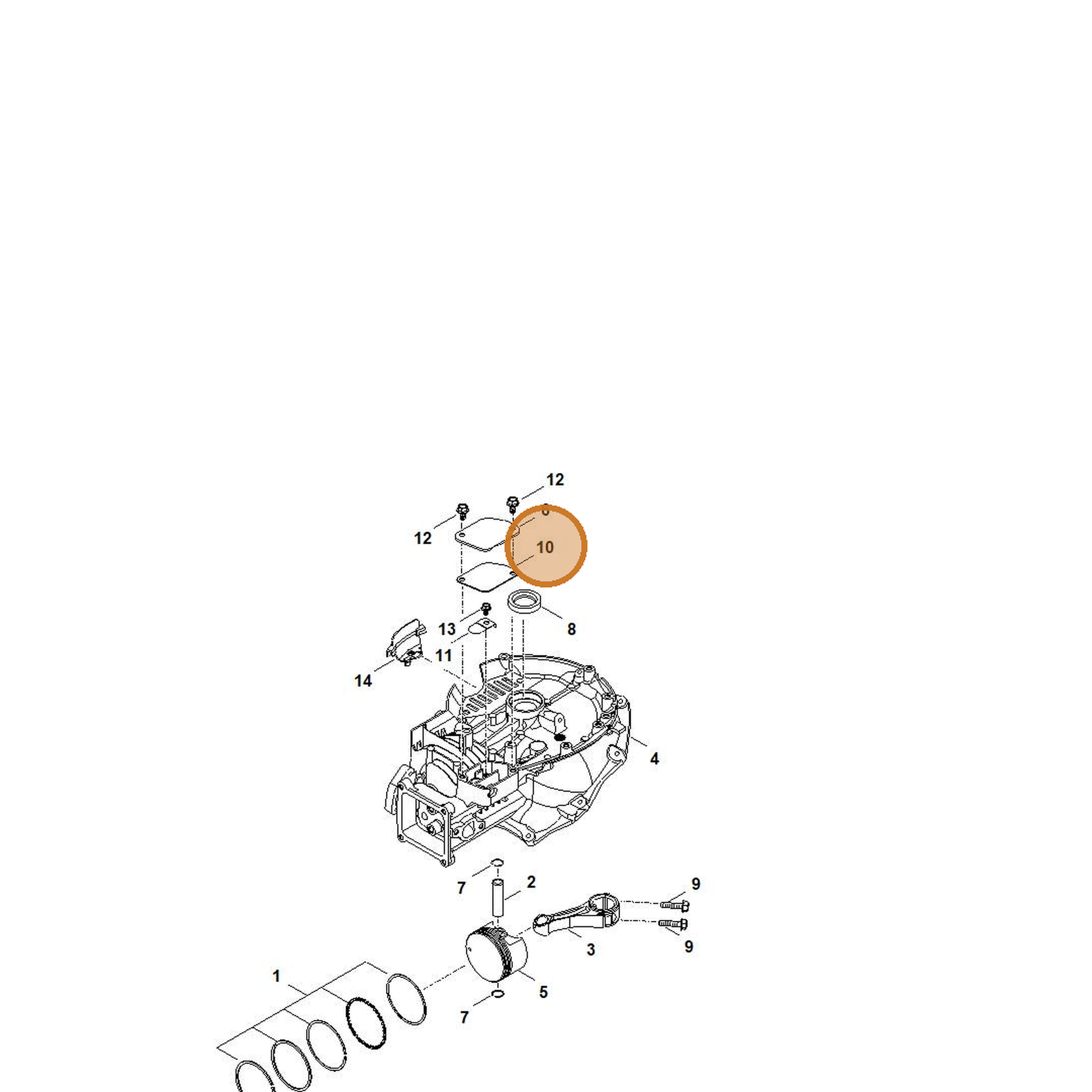 STIHL part 0004-029-0525 — IPL diagram snippet (6x zoom, amber highlight)