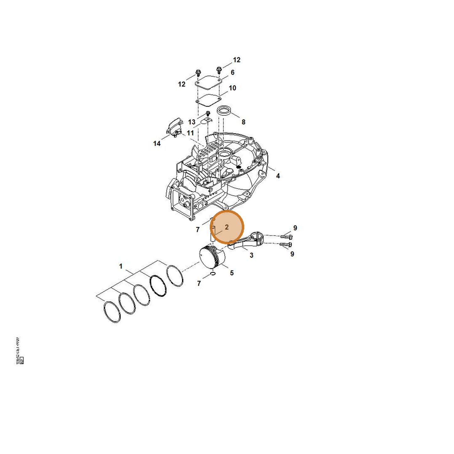 STIHL part 0004-034-1500 — IPL diagram snippet (6x zoom, amber highlight)