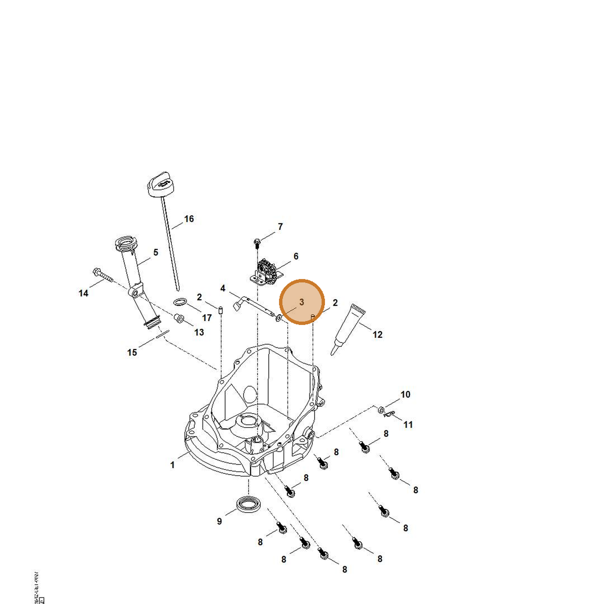 STIHL part 0004-036-0300 — IPL diagram snippet (6x zoom, amber highlight)