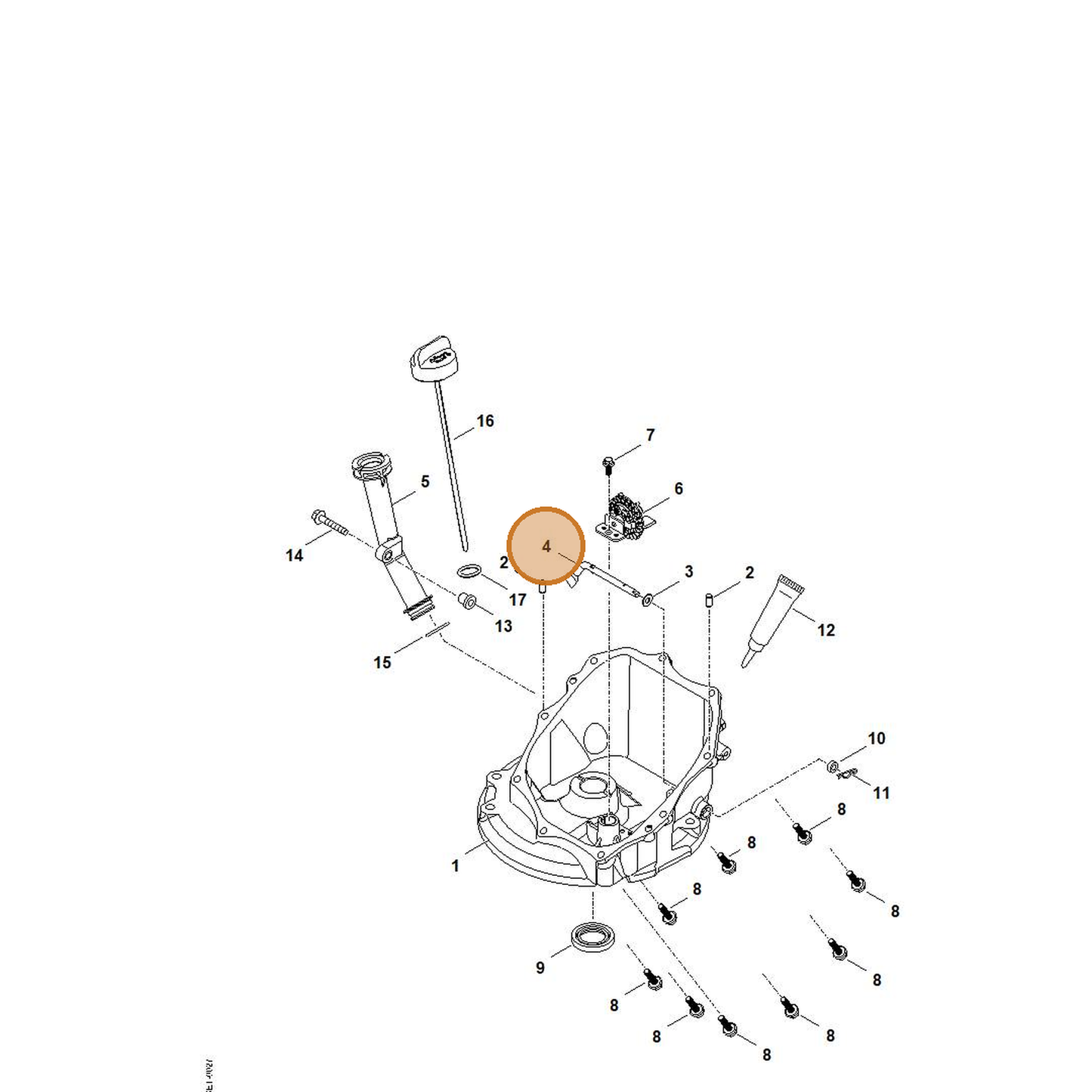 STIHL part 0004-104-0605 — IPL diagram snippet (6x zoom, amber highlight)