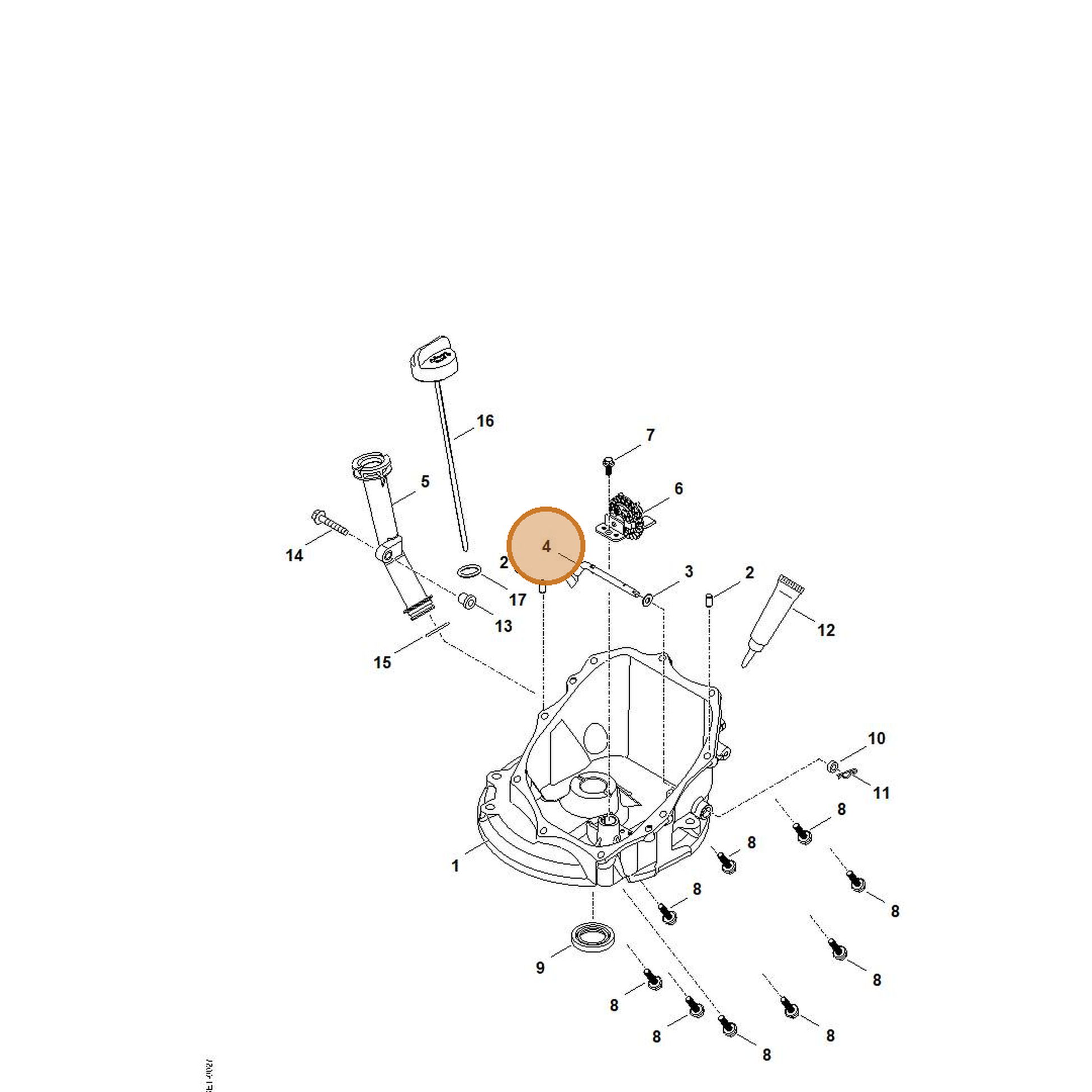 STIHL part 0004-104-0605 — IPL diagram snippet (6x zoom, amber highlight)