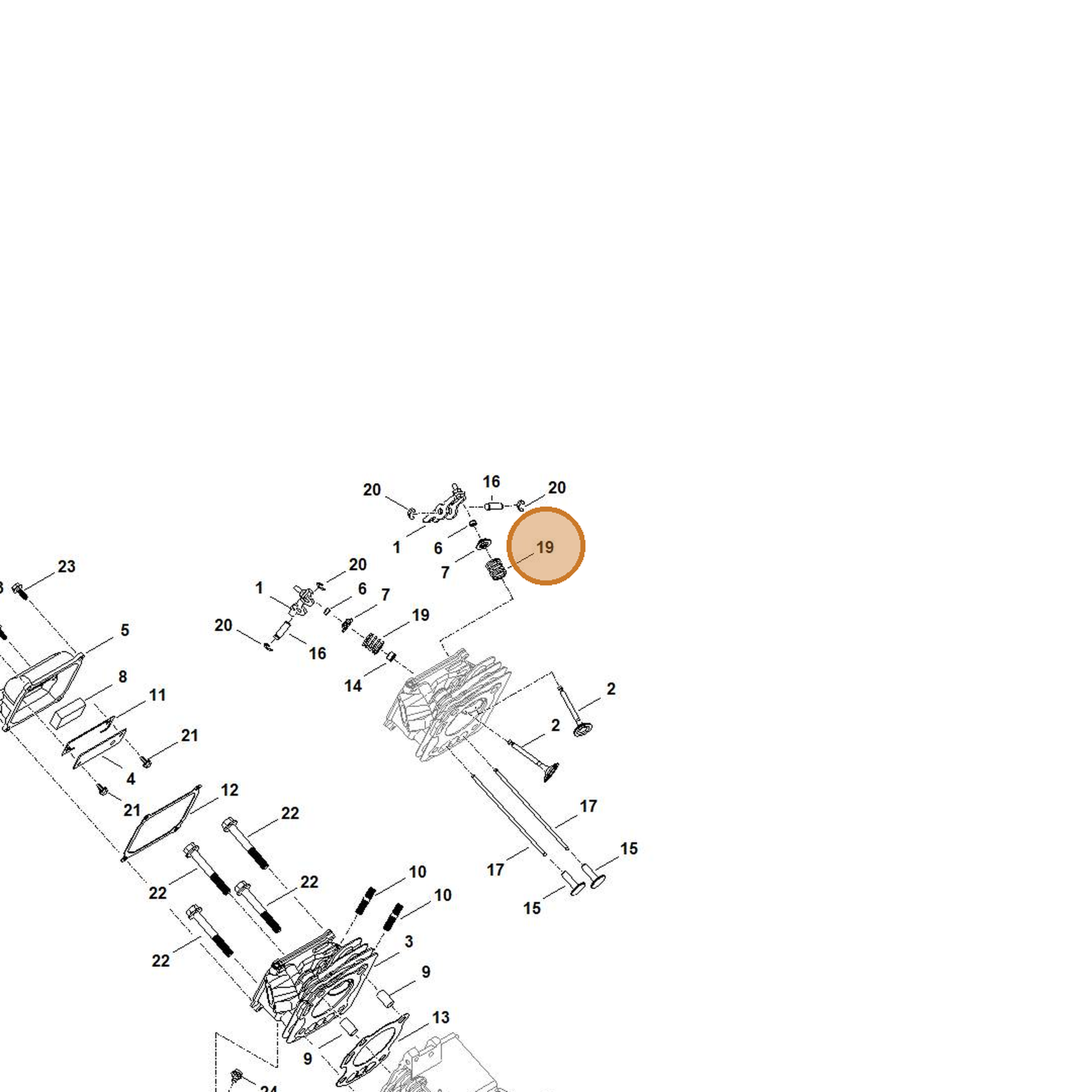 STIHL part 0004-104-2100 — IPL diagram snippet (6x zoom, amber highlight)