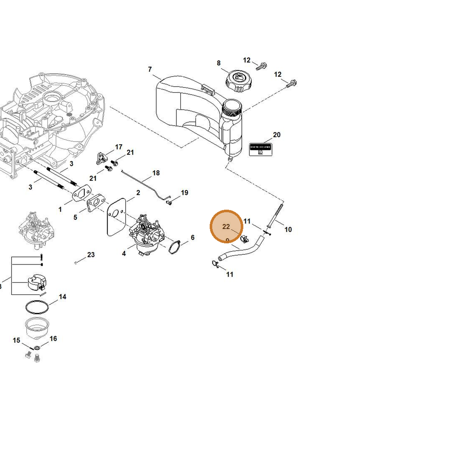 STIHL part 0004-122-2500 — IPL diagram snippet (6x zoom, amber highlight)