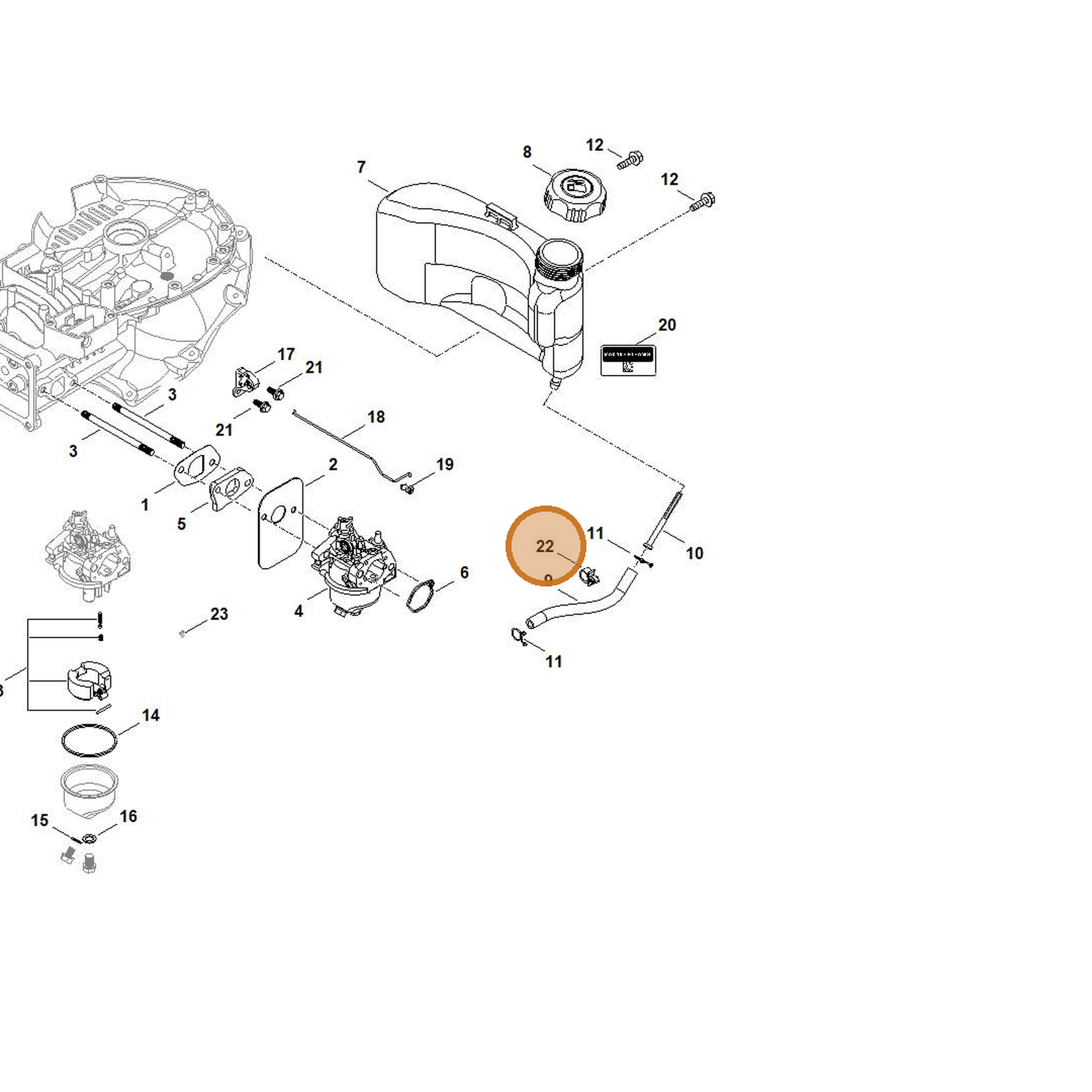 STIHL part 0004-122-2500 — IPL diagram snippet (6x zoom, amber highlight)