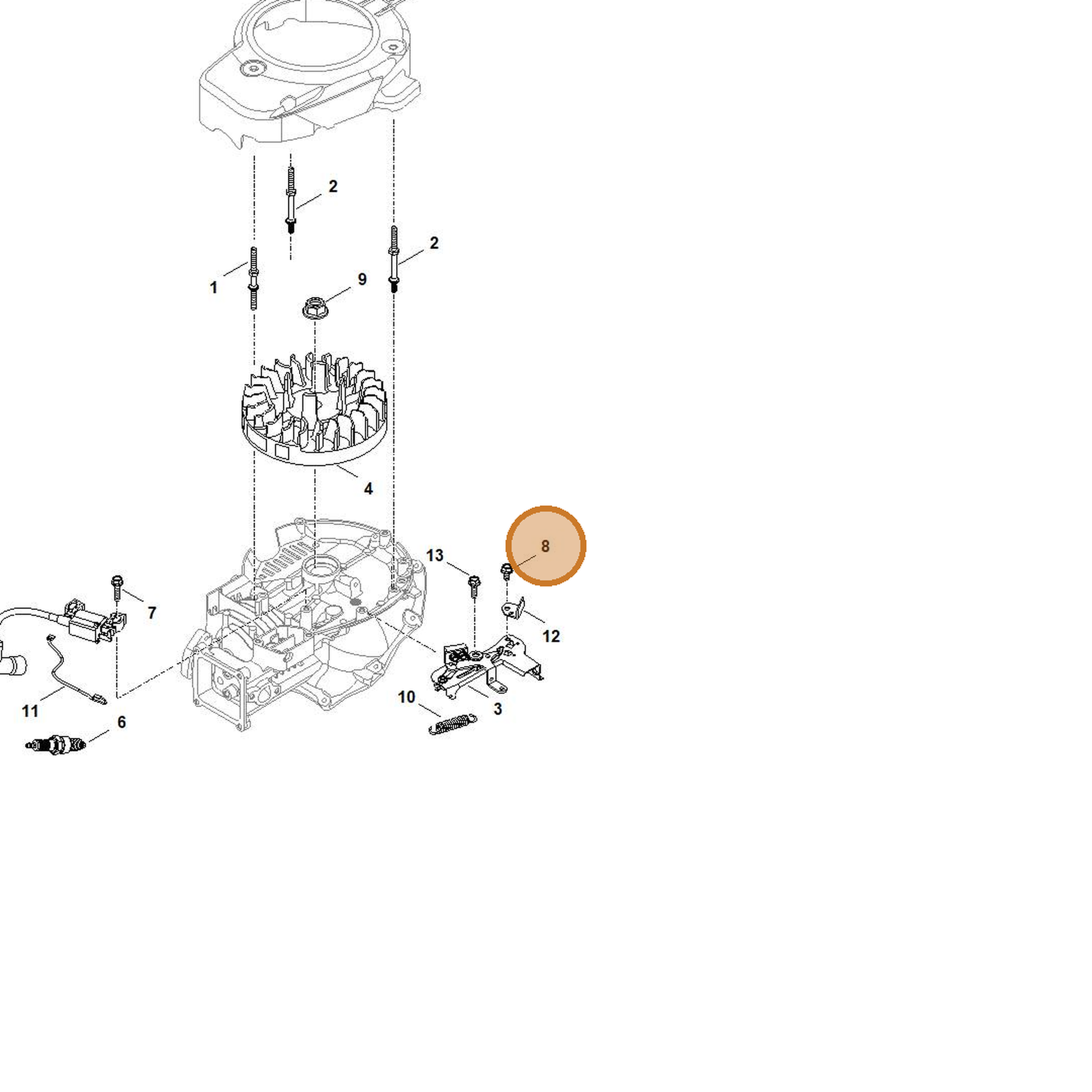 STIHL part 0004-951-9712 — IPL diagram snippet (6x zoom, amber highlight)