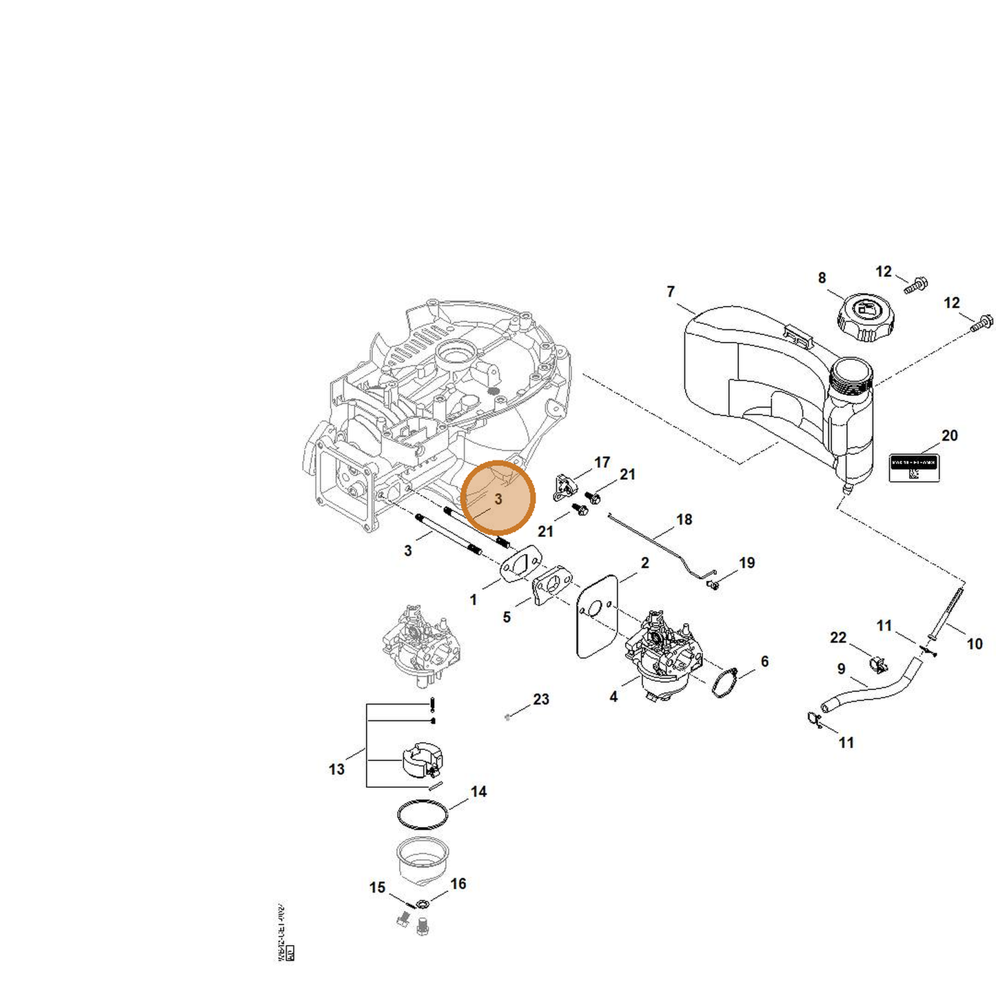 STIHL part 0004-953-6600 — IPL diagram snippet (6x zoom, amber highlight)