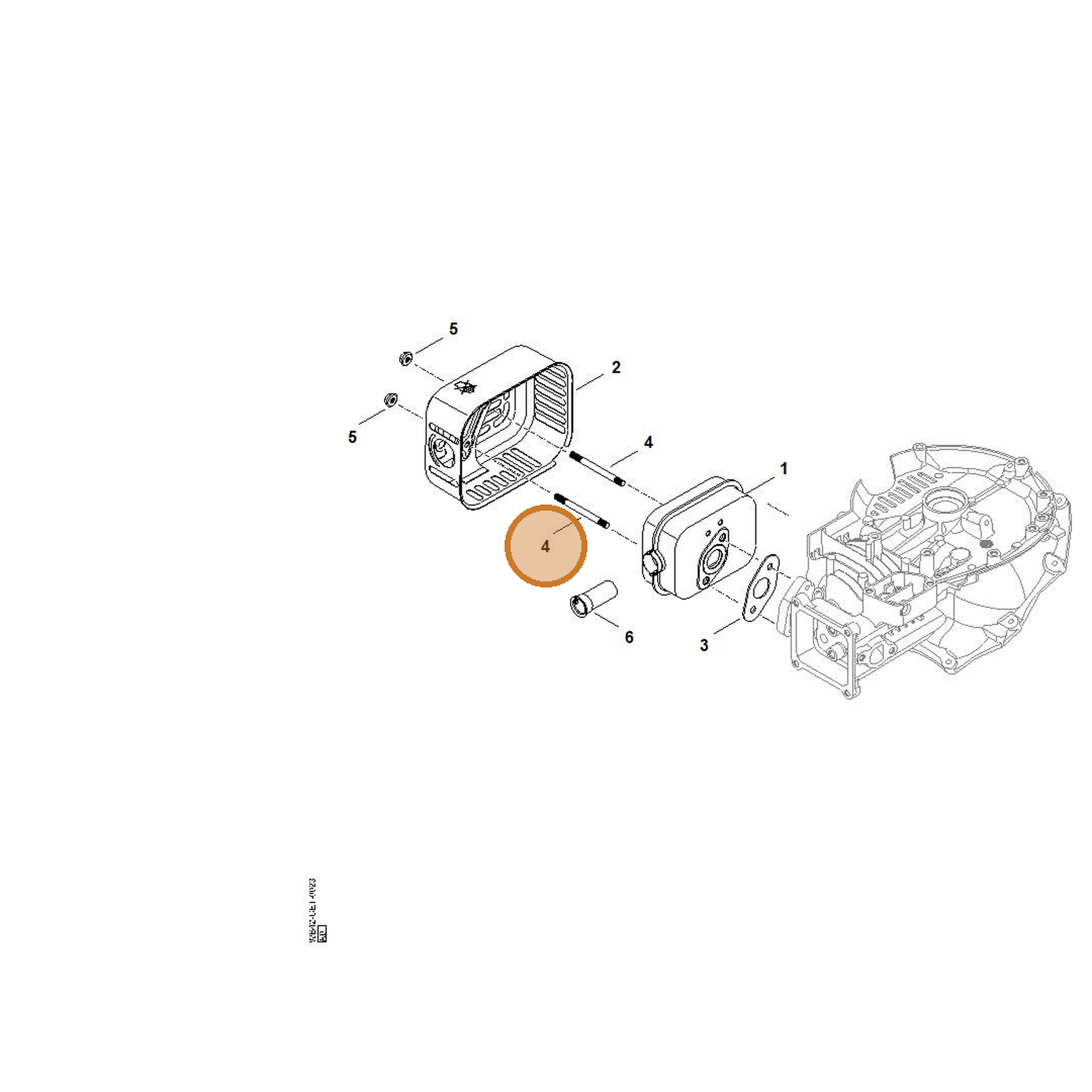 STIHL part 0004-953-6605 — IPL diagram snippet (6x zoom, amber highlight)