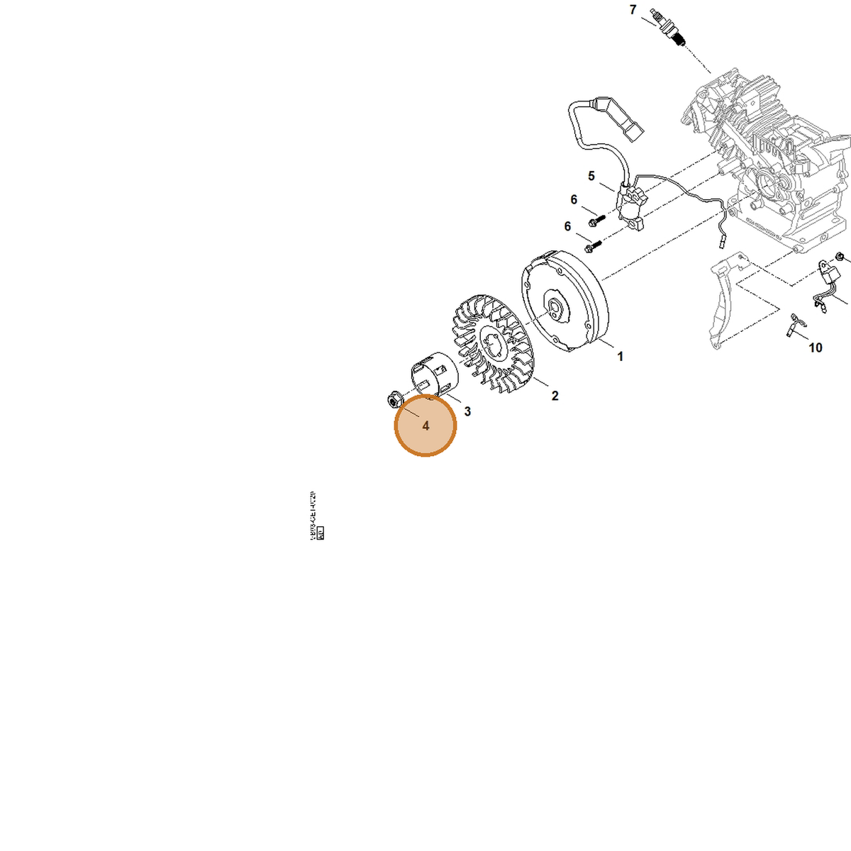 STIHL part 0004-955-0900 — IPL diagram snippet (6x zoom, amber highlight)
