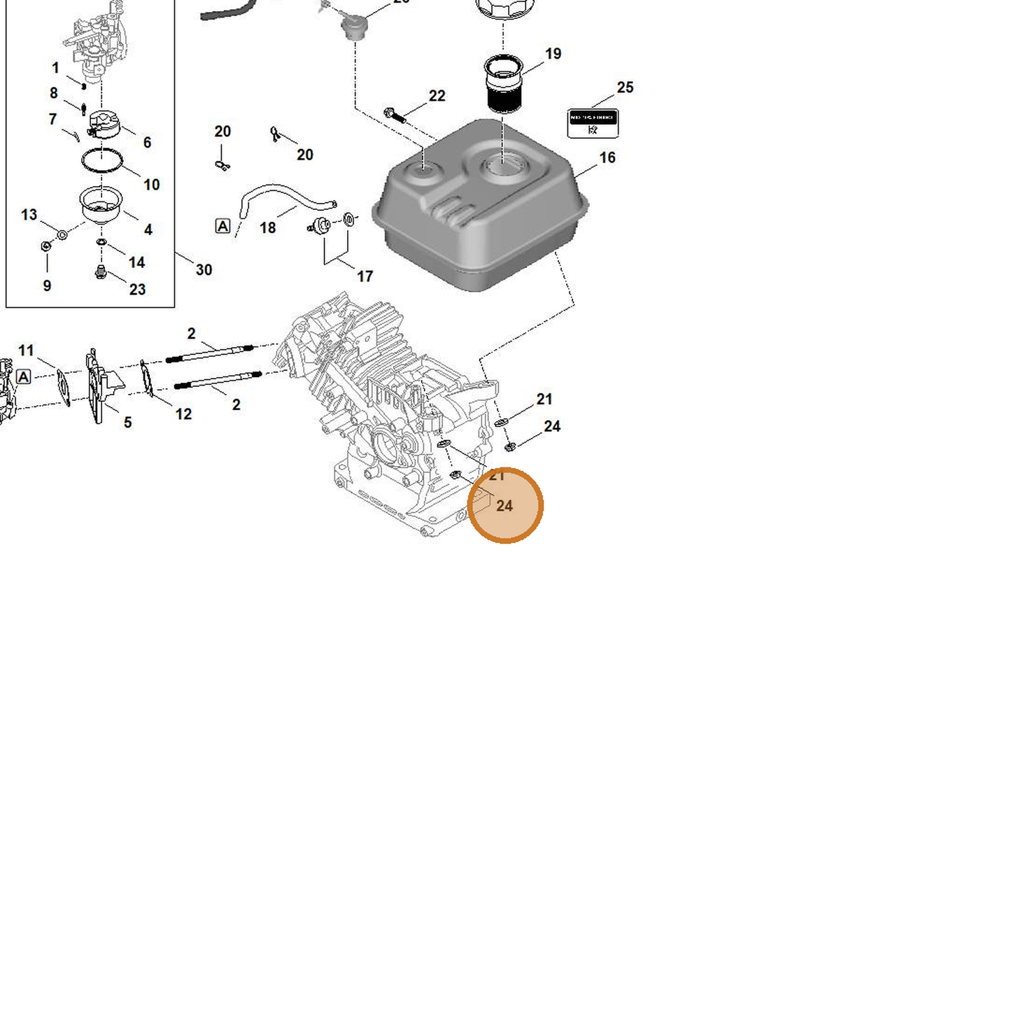 STIHL part 0004-955-0901 — IPL diagram snippet (6x zoom, amber highlight)