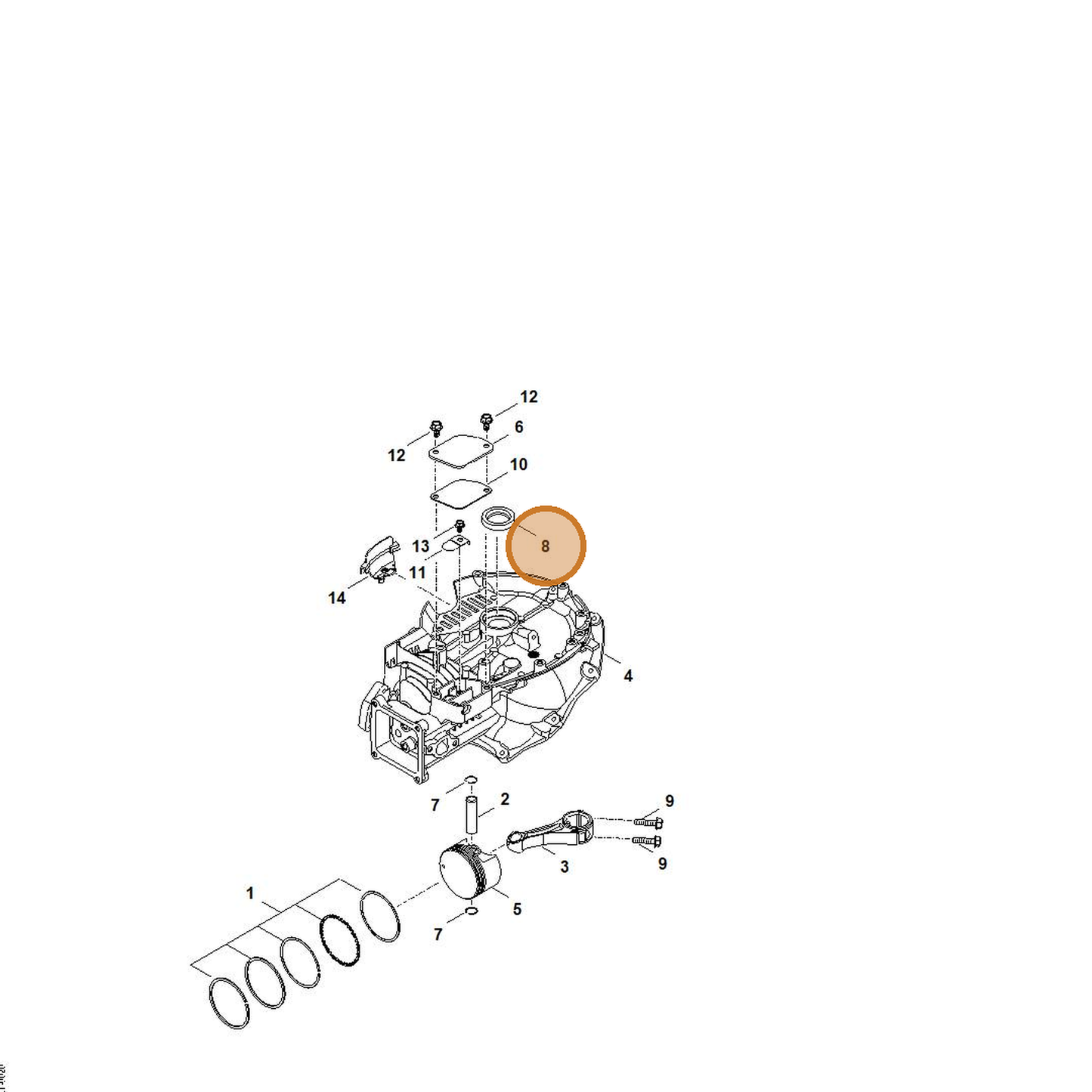 STIHL part 0004-992-5516 — IPL diagram snippet (6x zoom, amber highlight)