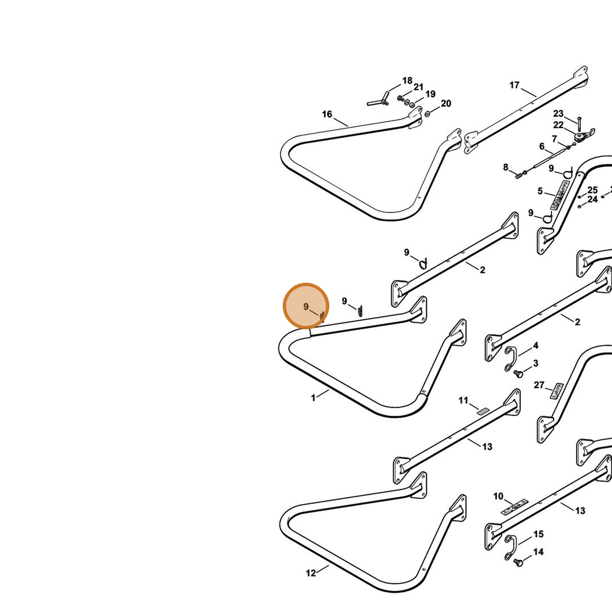 STIHL part 0751-010-7056 — IPL diagram snippet (6x zoom, amber highlight)