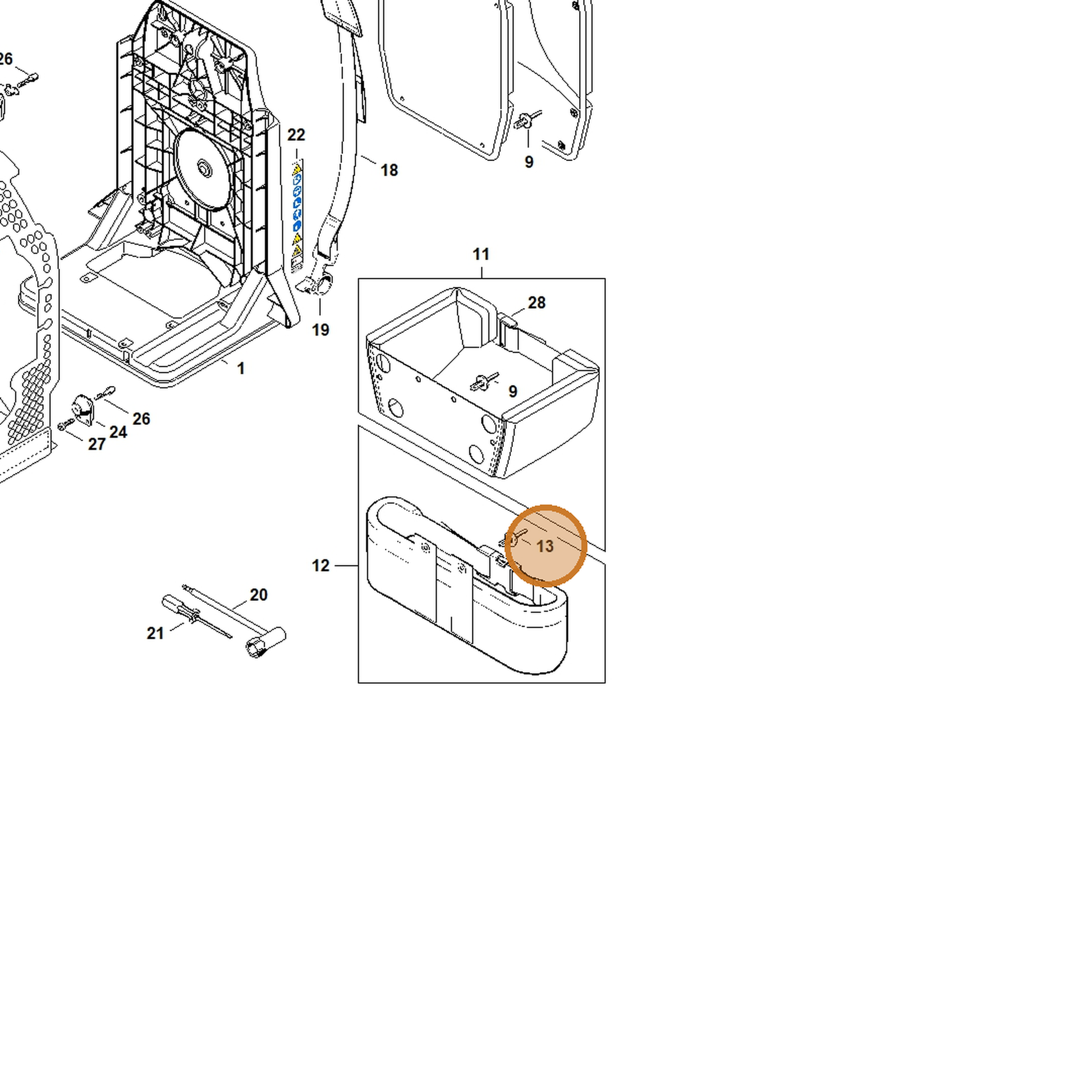 STIHL part 0751-030-7651 — IPL diagram snippet (6x zoom, amber highlight)