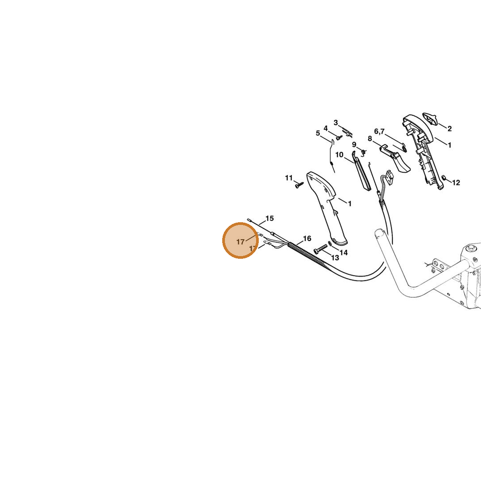 STIHL part 0751-030-8454 — IPL diagram snippet (6x zoom, amber highlight)