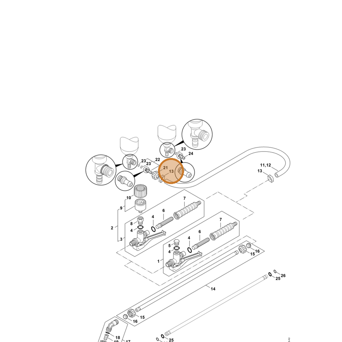 STIHL part 0797-180-1414 — IPL diagram snippet (6x zoom, amber highlight)