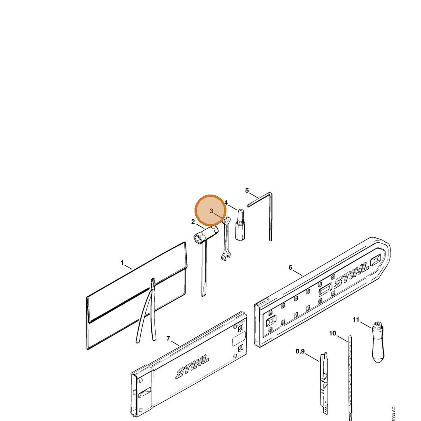 STIHL part 0811-012-1152 — IPL diagram snippet (6x zoom, amber highlight)
