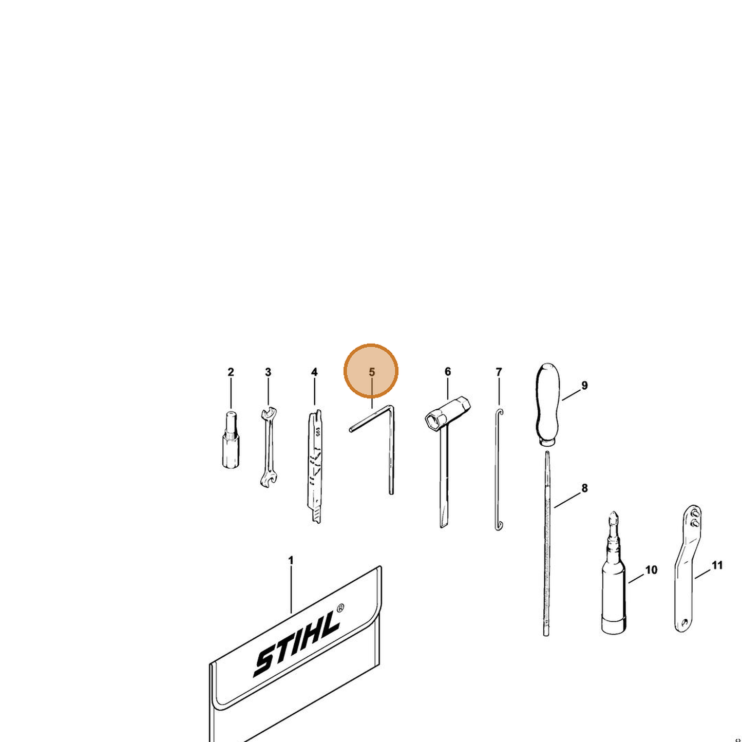 STIHL part 0811-270-1080 — IPL diagram snippet (6x zoom, amber highlight)